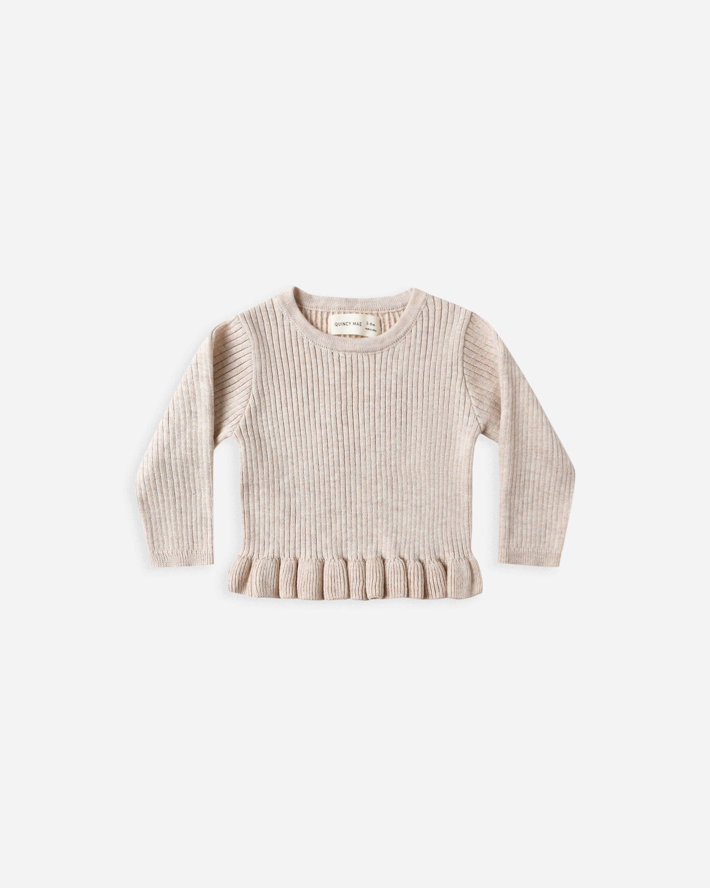 Rib Knit Peplum Top || Heathered Oatmeal - Rylee + Cru | Kids Clothes | Trendy Baby Clothes | Modern Infant Outfits |