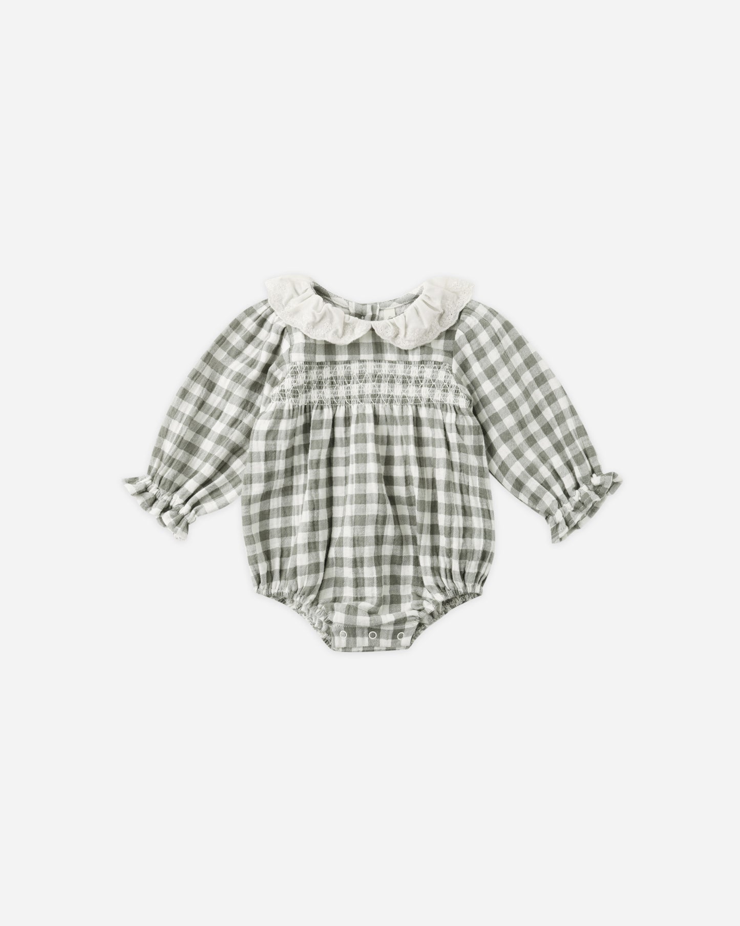 Callie Romper || Forest Check - Rylee + Cru | Kids Clothes | Trendy Baby Clothes | Modern Infant Outfits |