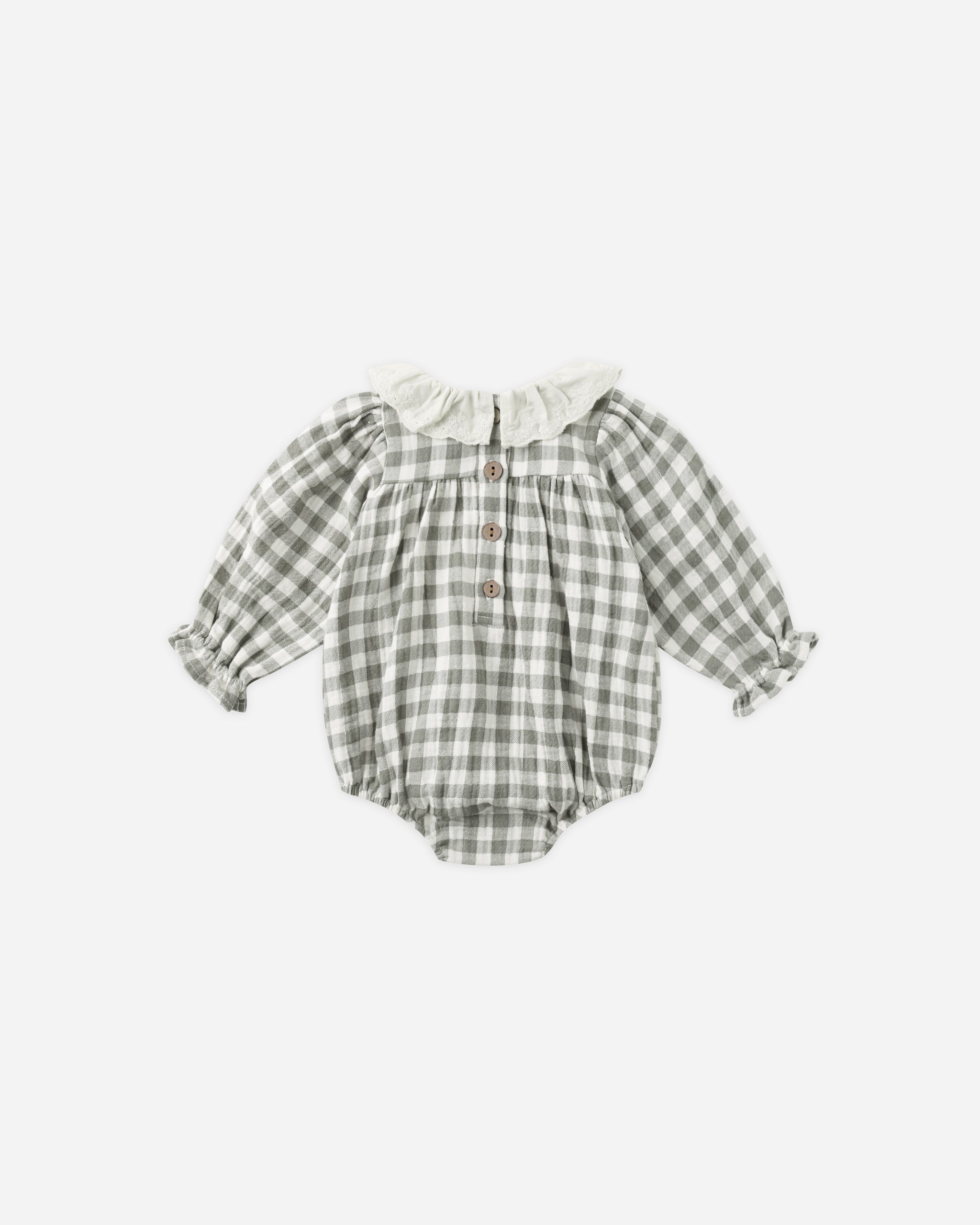Callie Romper || Forest Check - Rylee + Cru | Kids Clothes | Trendy Baby Clothes | Modern Infant Outfits |