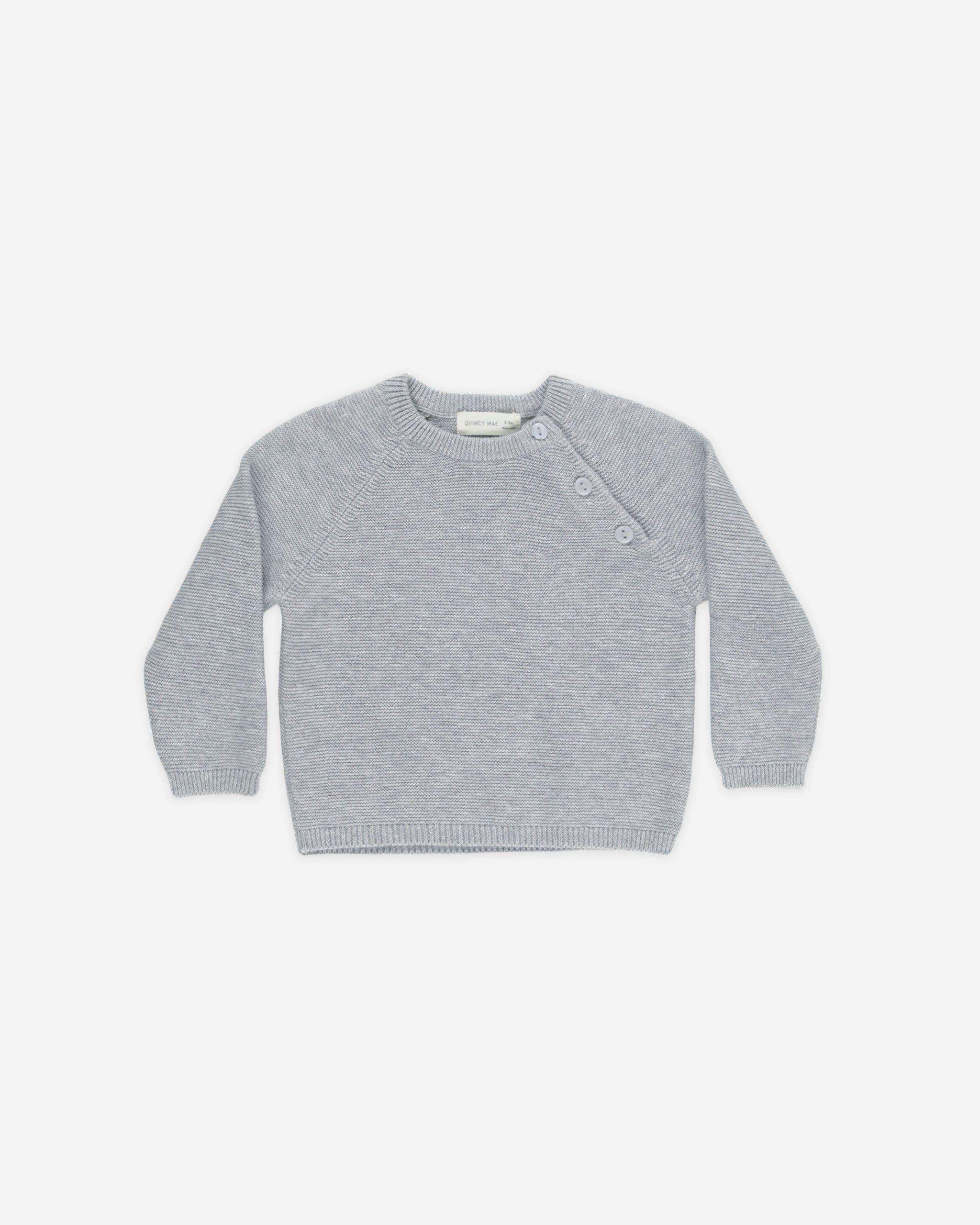 Bailey Knit Sweater Heathered Dusty Blue – Quincy Mae
