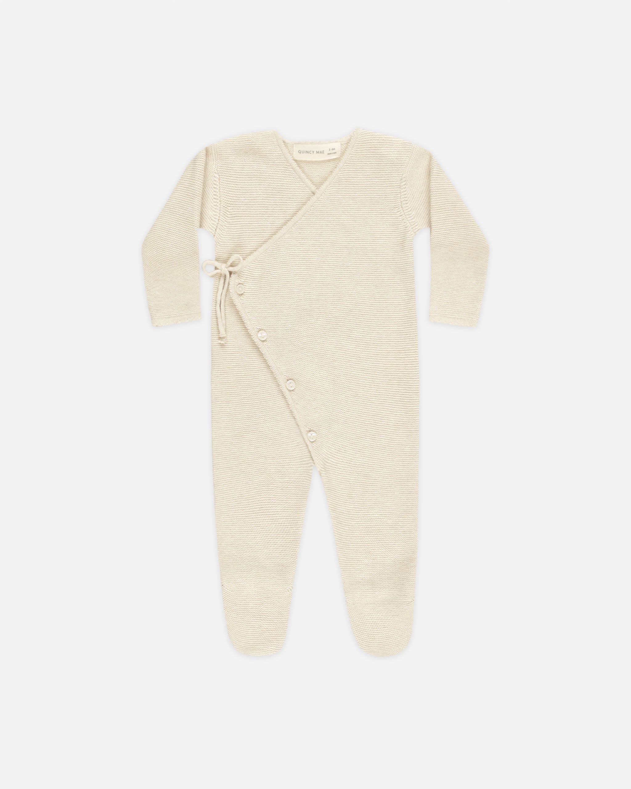 Wrap Knit Footie || Heathered Natural - Rylee + Cru | Kids Clothes | Trendy Baby Clothes | Modern Infant Outfits |