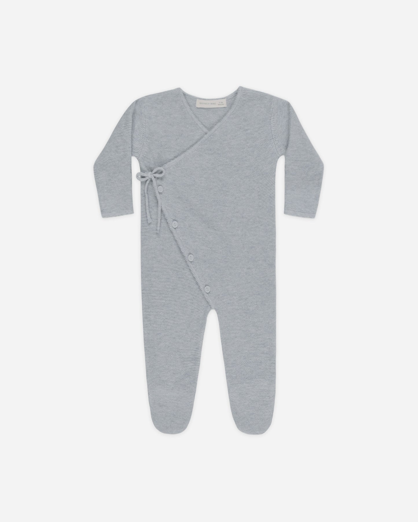 Wrap Knit Footie || Heathered Dusty Blue - Rylee + Cru | Kids Clothes | Trendy Baby Clothes | Modern Infant Outfits |