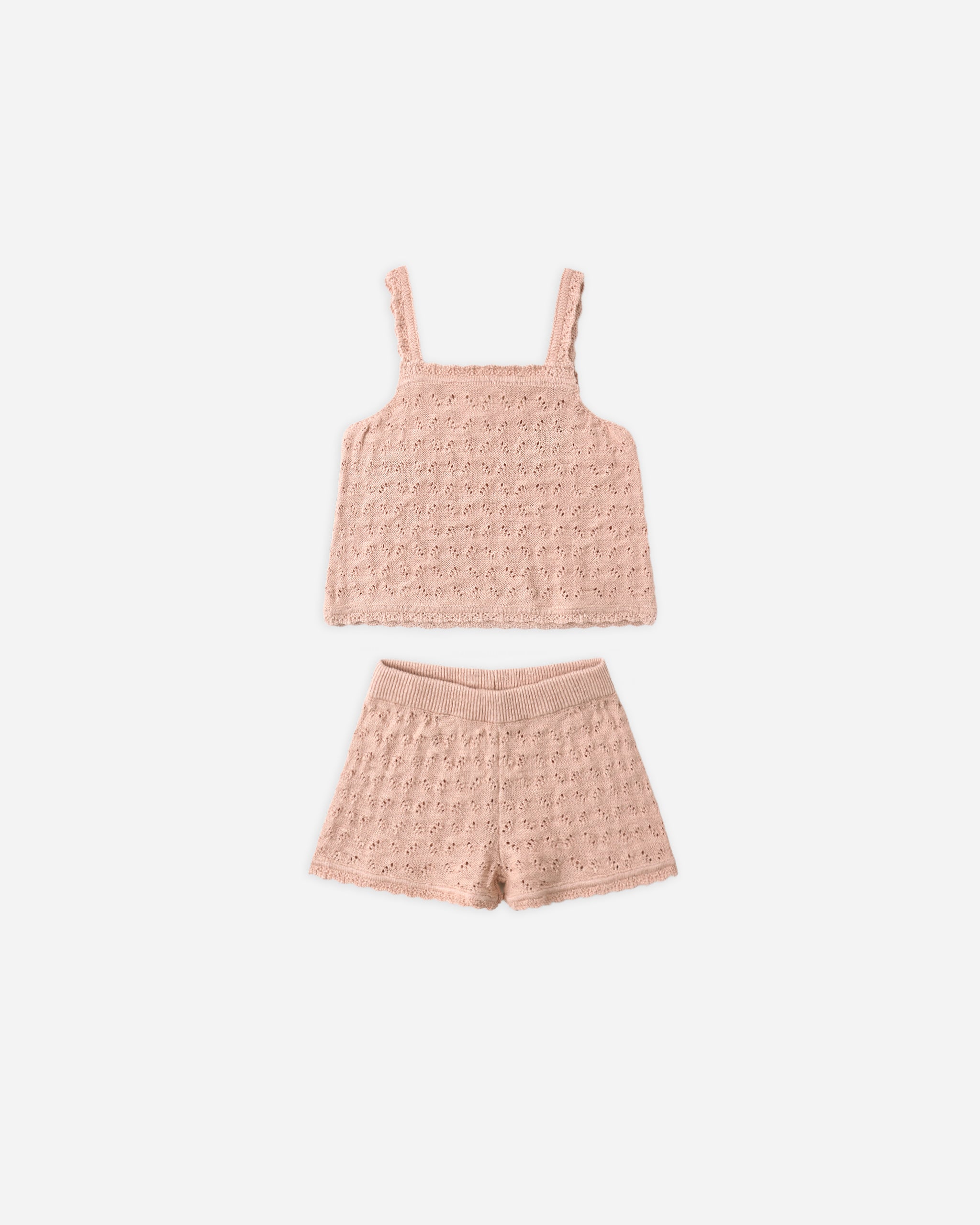 Pointelle Knit Tank + Short Set Melon – Quincy Mae