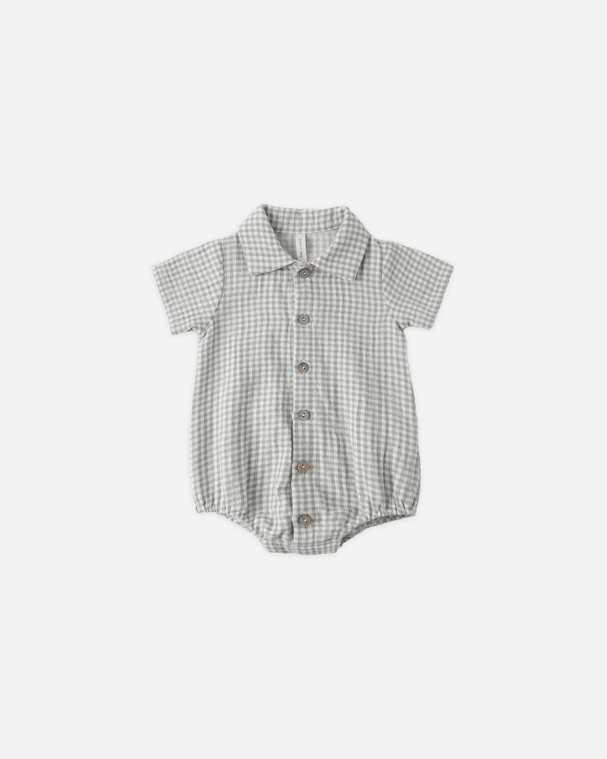 Matteo Romper Sage Gingham - Rylee + Cru | Kids Clothes | Trendy Baby Clothes | Modern Infant Outfits |