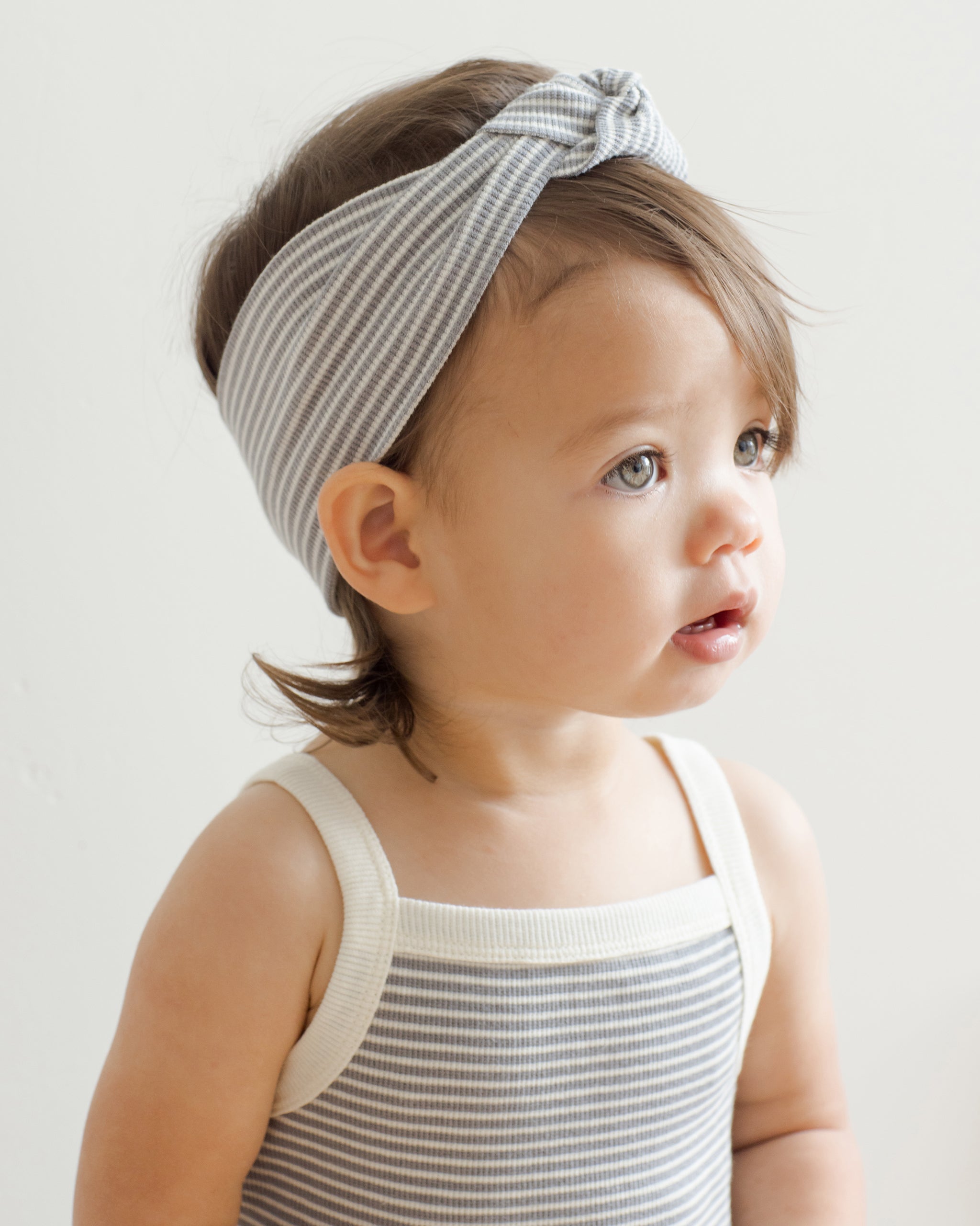 Ribbed Knotted Headband || Lagoon Micro Stripe - Rylee + Cru | Kids Clothes | Trendy Baby Clothes | Modern Infant Outfits |