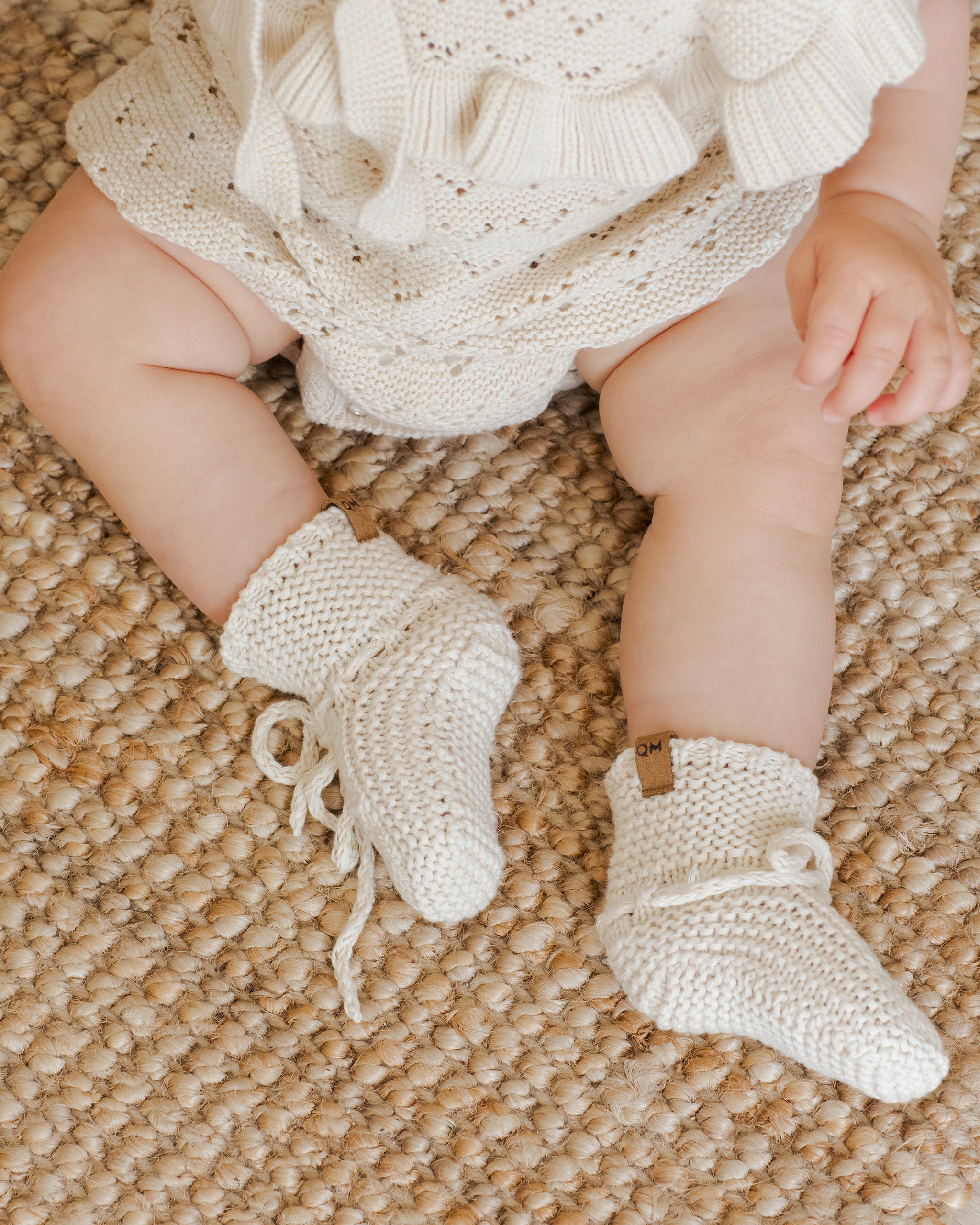 Knit Booties || Natural - Rylee + Cru | Kids Clothes | Trendy Baby Clothes | Modern Infant Outfits |