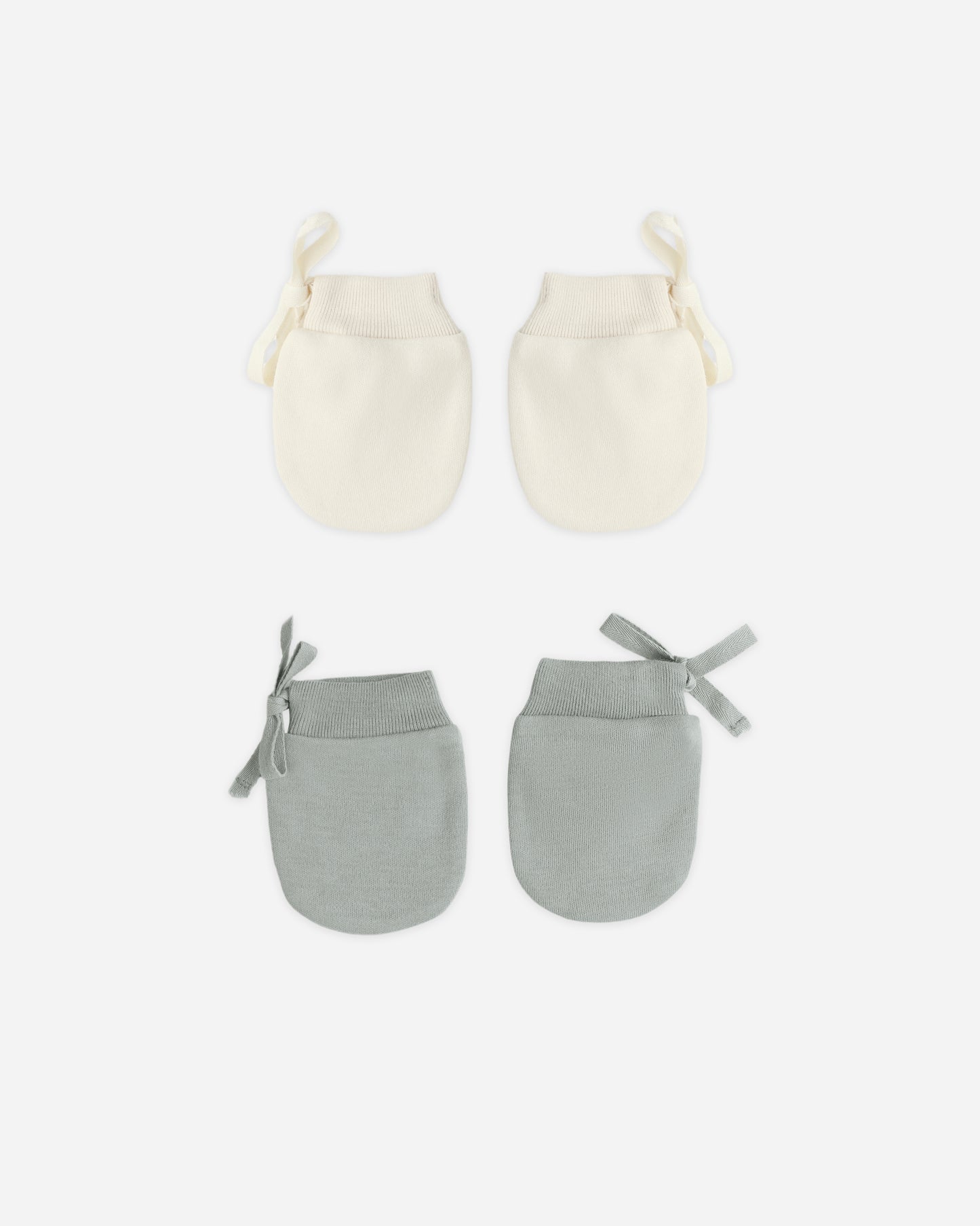 No Scratch Mittens, Set Of 2 || Steel Blue, Natural - Rylee + Cru | Kids Clothes | Trendy Baby Clothes | Modern Infant Outfits |