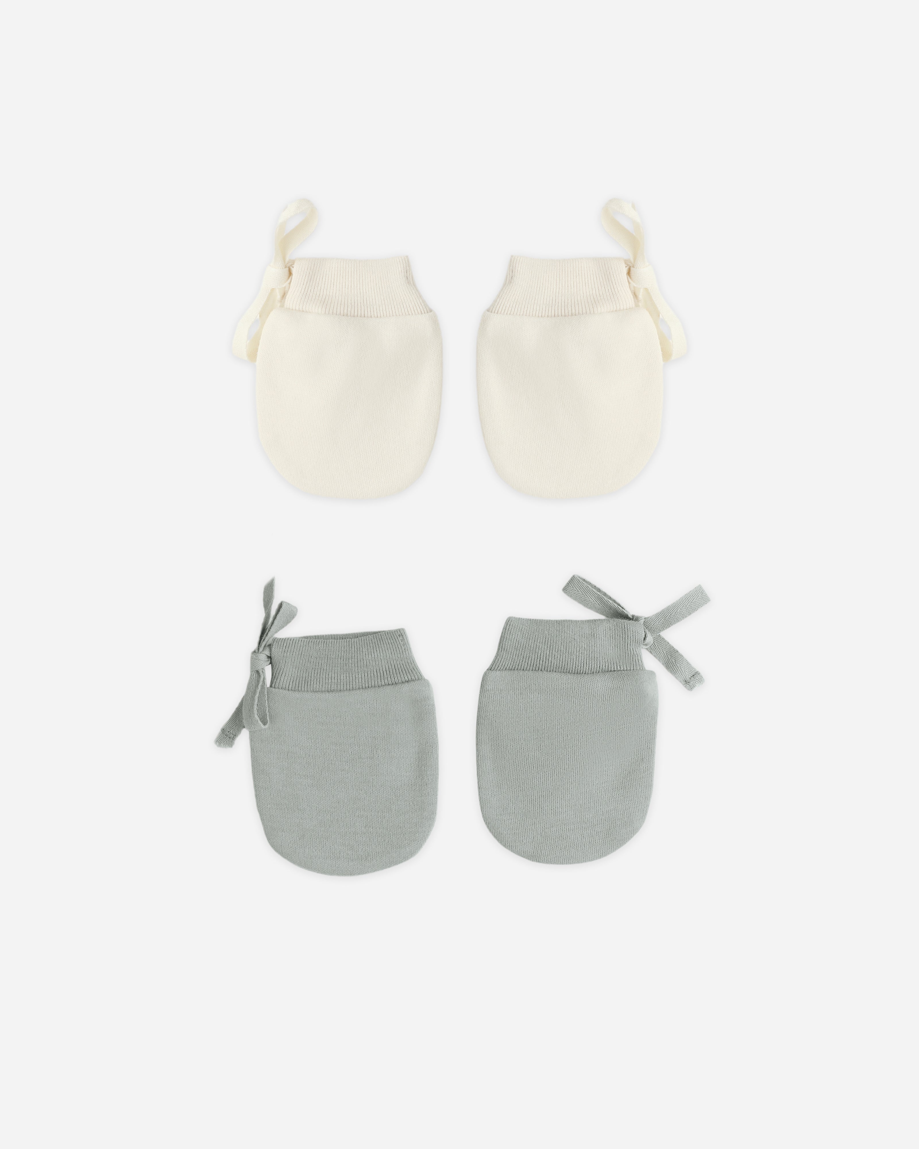 No Scratch Mittens, Set Of 2 || Steel Blue, Natural - Rylee + Cru | Kids Clothes | Trendy Baby Clothes | Modern Infant Outfits |