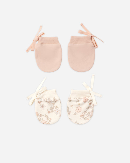 No Scratch Mittens, Set Of 2 Floral Vine, Dusty Rose - Rylee + Cru | Kids Clothes | Trendy Baby Clothes | Modern Infant Outfits |