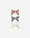 Bow W. Clip, Set Of 3 Mulberry, Slate, Natural - Rylee + Cru | Kids Clothes | Trendy Baby Clothes | Modern Infant Outfits |