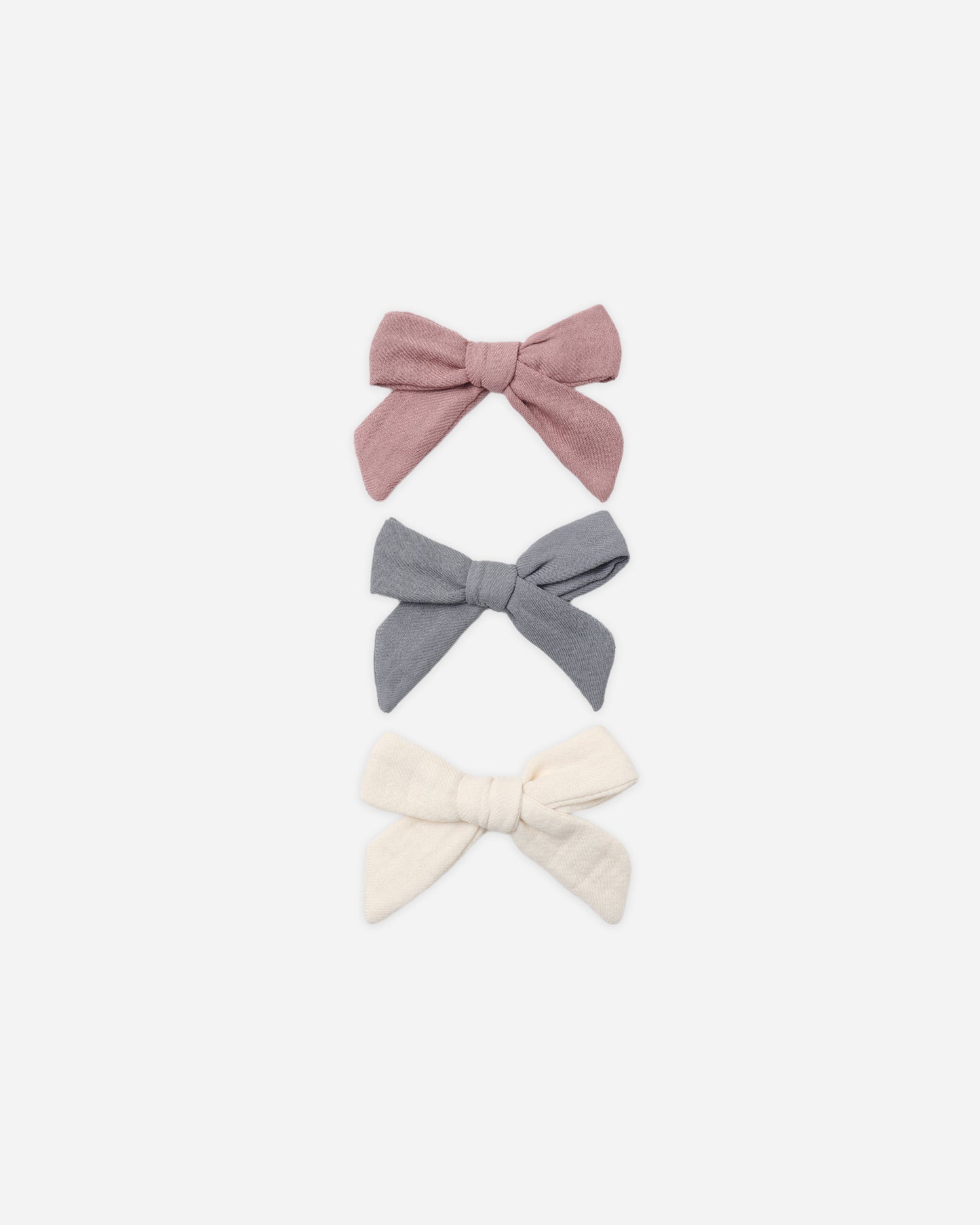Bow W. Clip, Set Of 3 Mulberry, Slate, Natural - Rylee + Cru | Kids Clothes | Trendy Baby Clothes | Modern Infant Outfits |