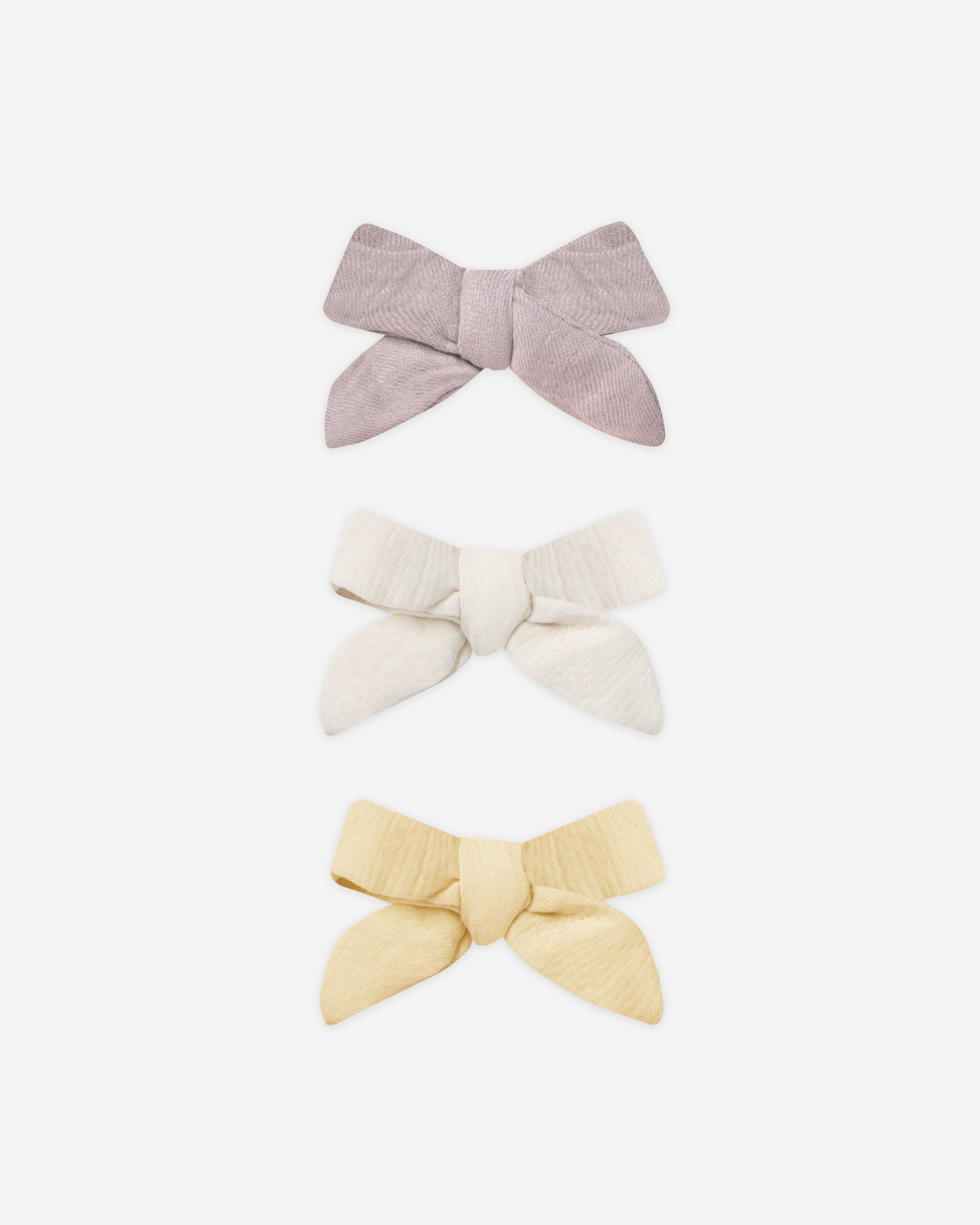 Bow W. Clip, Set Of 3 || Lavender, Natural, Lemon - Rylee + Cru | Kids Clothes | Trendy Baby Clothes | Modern Infant Outfits |