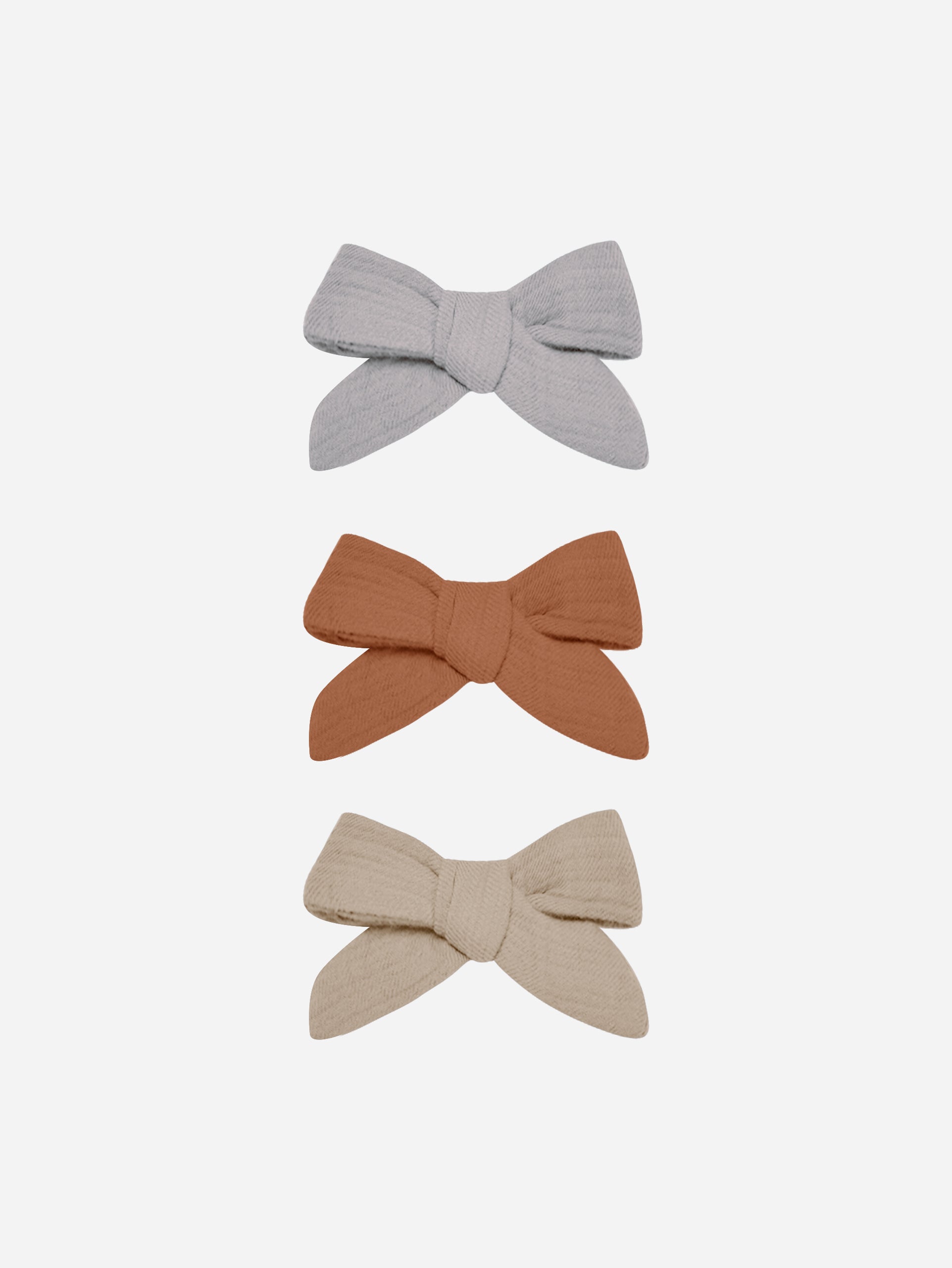 Bow W. Clip, Set Of 3 || Periwinkle, Clay, Oat - Rylee + Cru | Kids Clothes | Trendy Baby Clothes | Modern Infant Outfits |