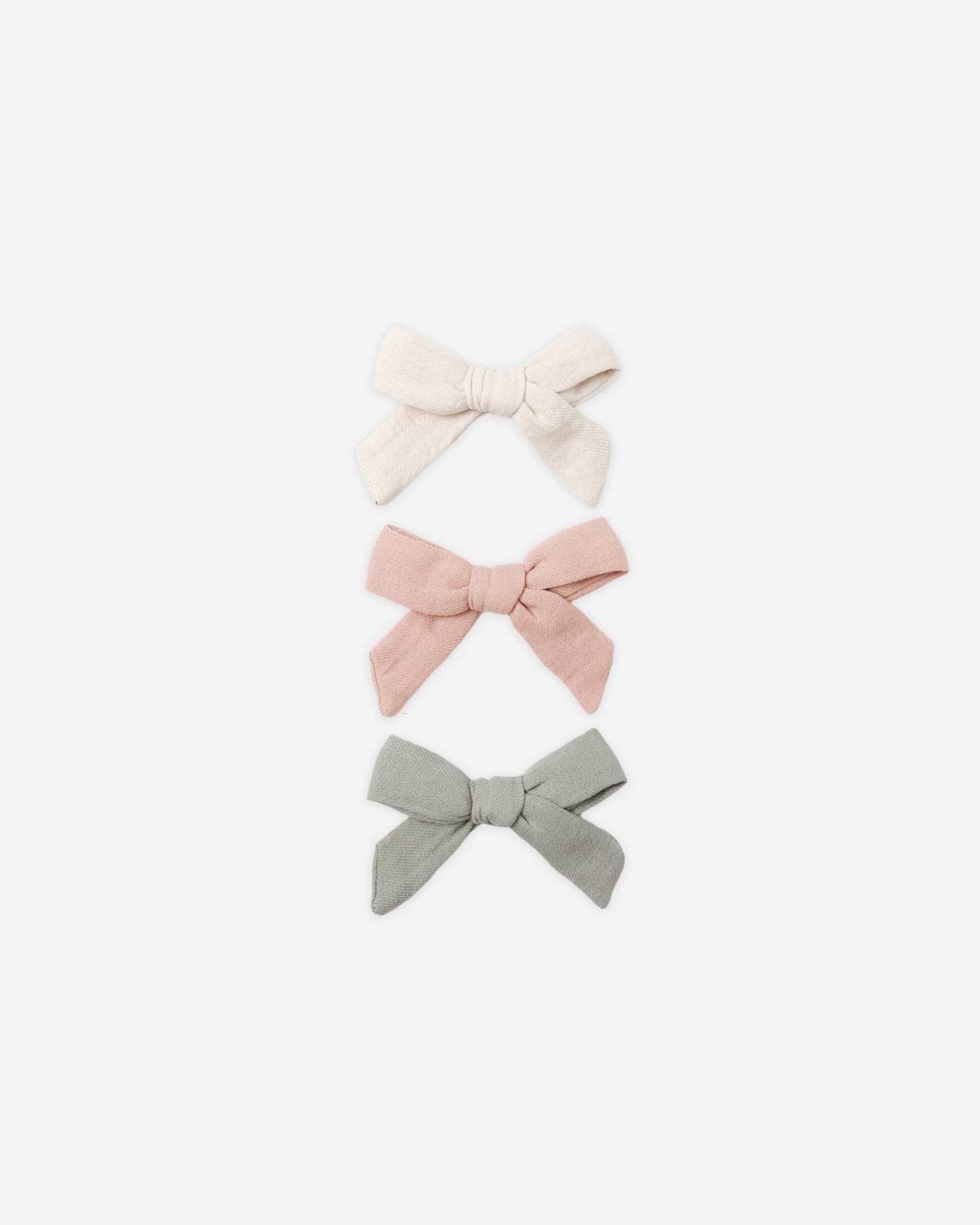 Bow W. Clip, Set Of 3 || Natural, Fern, Rose - Rylee + Cru | Kids Clothes | Trendy Baby Clothes | Modern Infant Outfits |