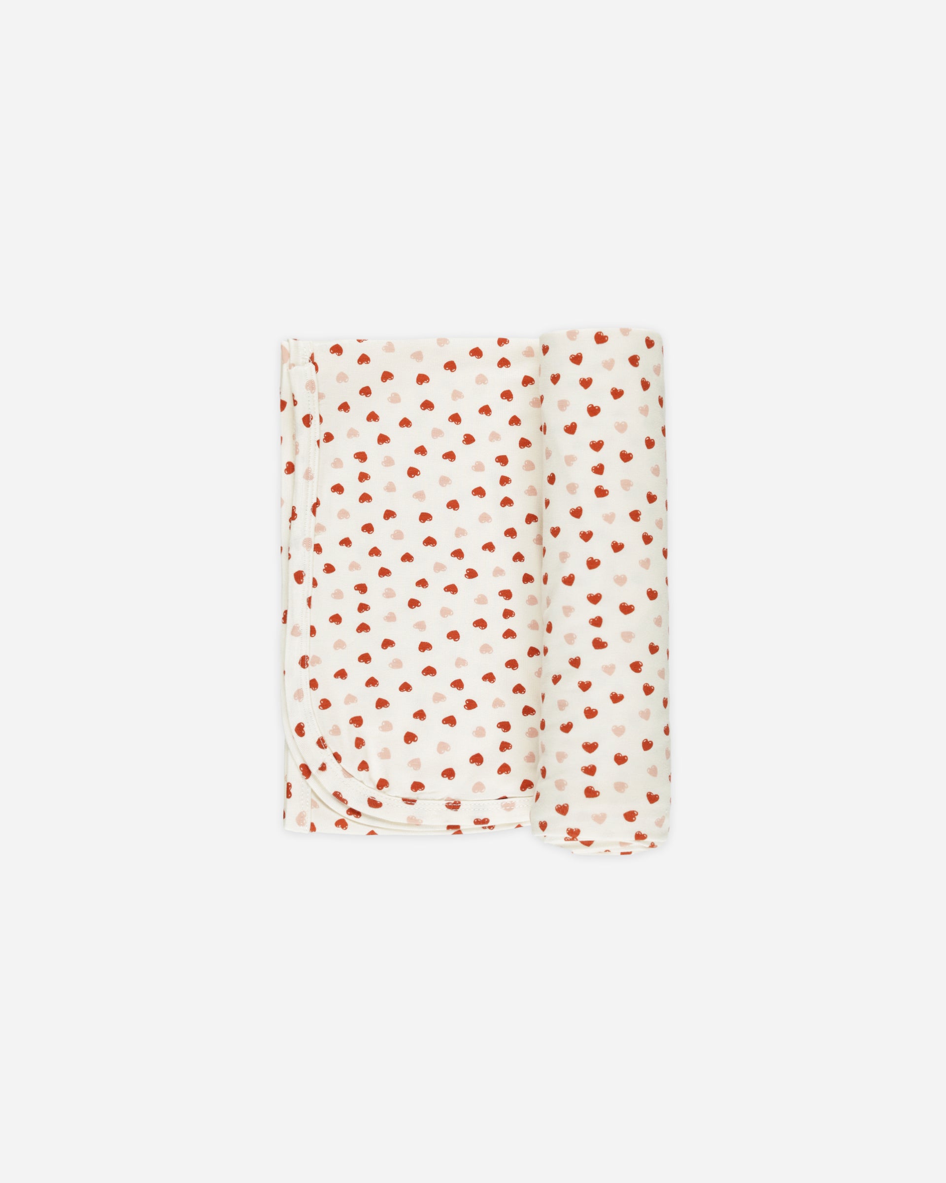 Quincy Mae Bamboo Swaddle + Knotted Hat - Pink Hearts
