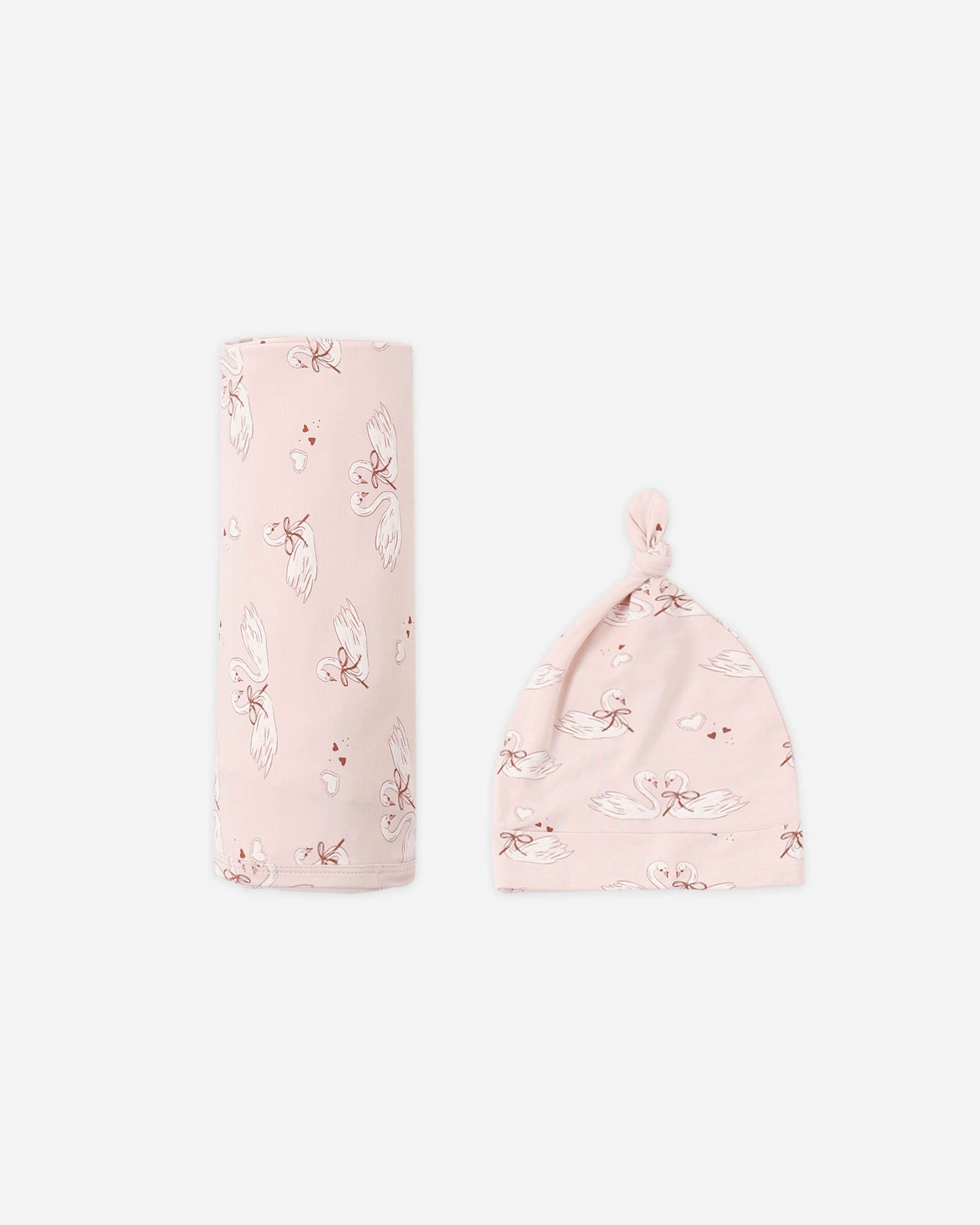 Bamboo Swaddle + Knotted Hat Swans