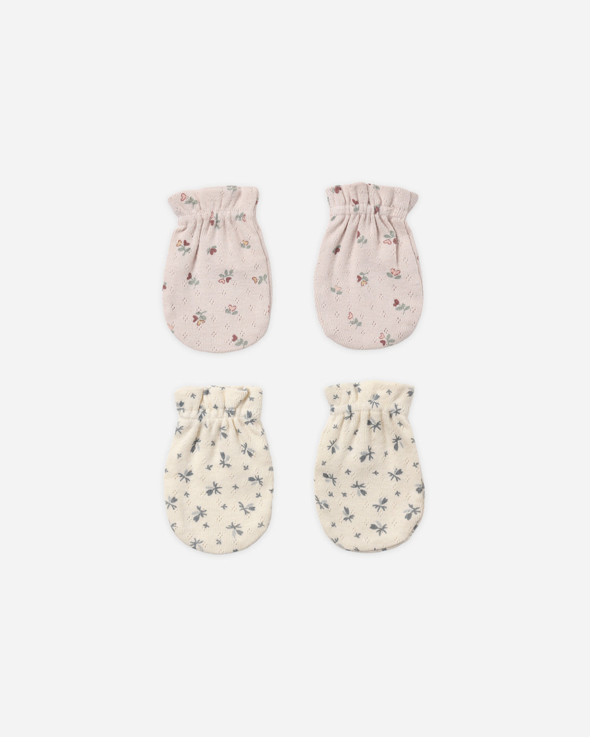 No Scratch Mittens, Set Of 2 Blue Ditsy, Heart Ditsy - Rylee + Cru | Kids Clothes | Trendy Baby Clothes | Modern Infant Outfits |