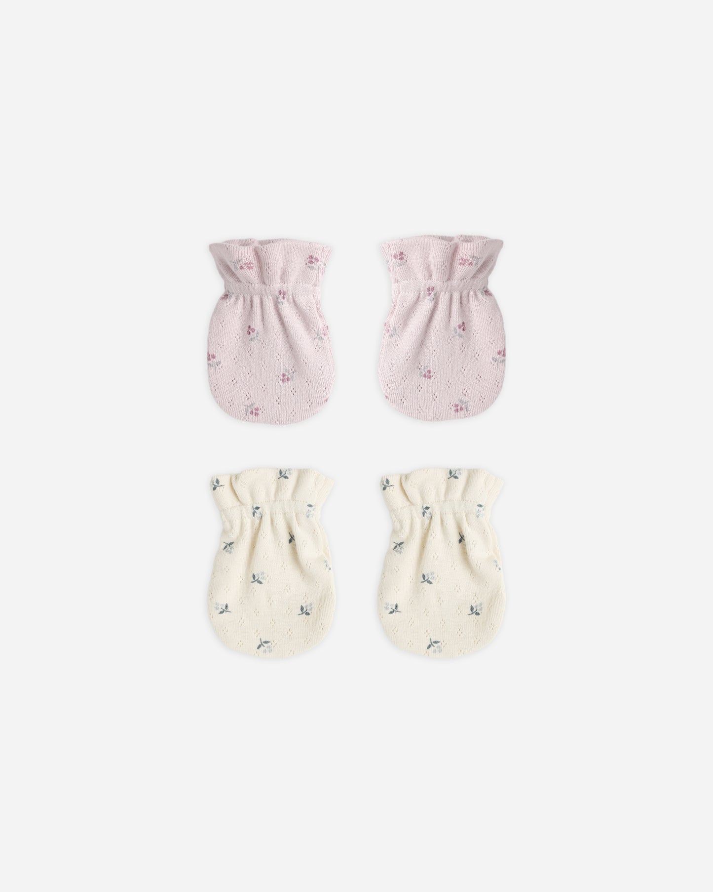 No Scratch Mittens, Set Of 2 || Blue Ditsy, Lilac Ditsy - Rylee + Cru | Kids Clothes | Trendy Baby Clothes | Modern Infant Outfits |