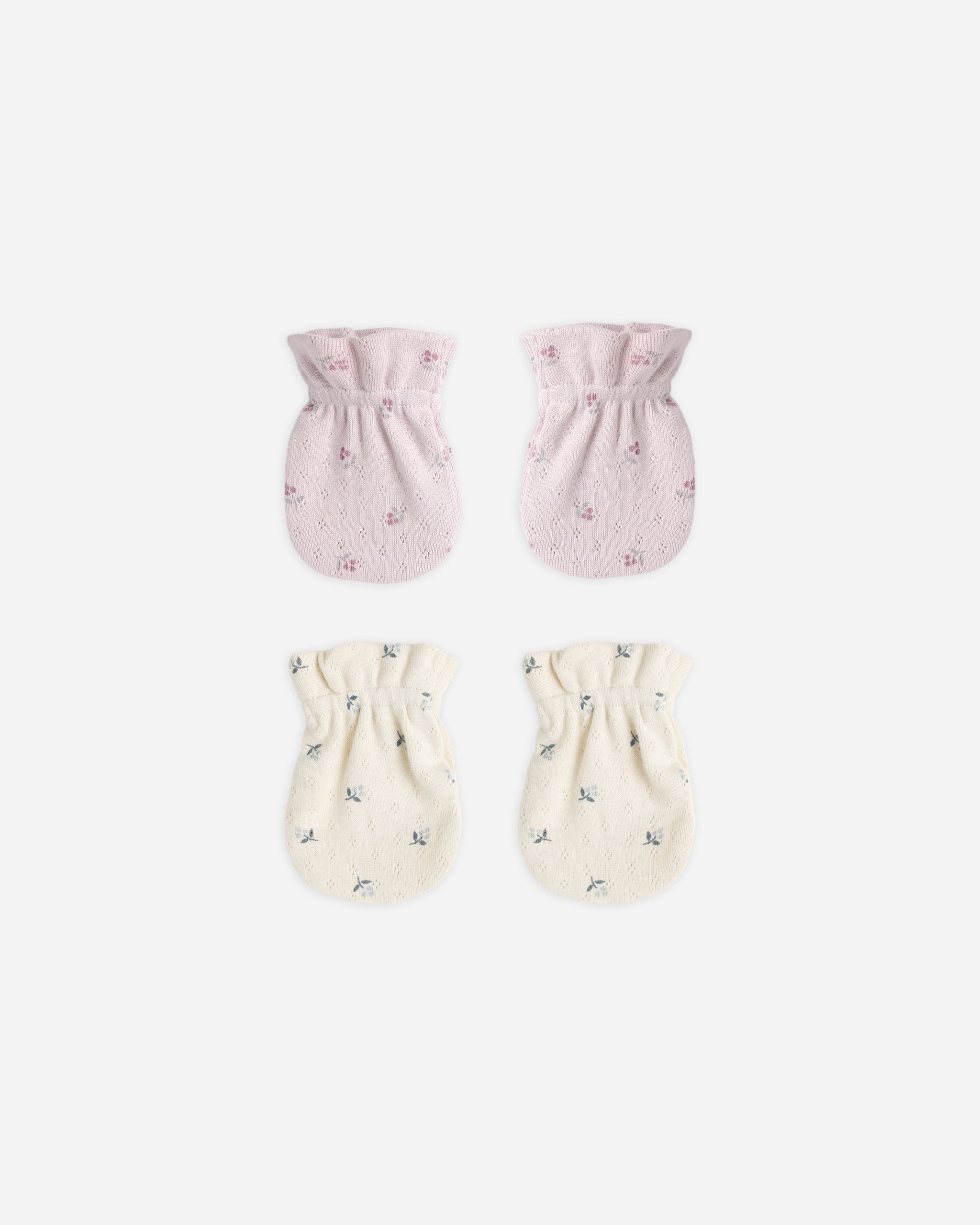 No Scratch Mittens, Set Of 2 || Blue Ditsy, Lilac Ditsy - Rylee + Cru | Kids Clothes | Trendy Baby Clothes | Modern Infant Outfits |
