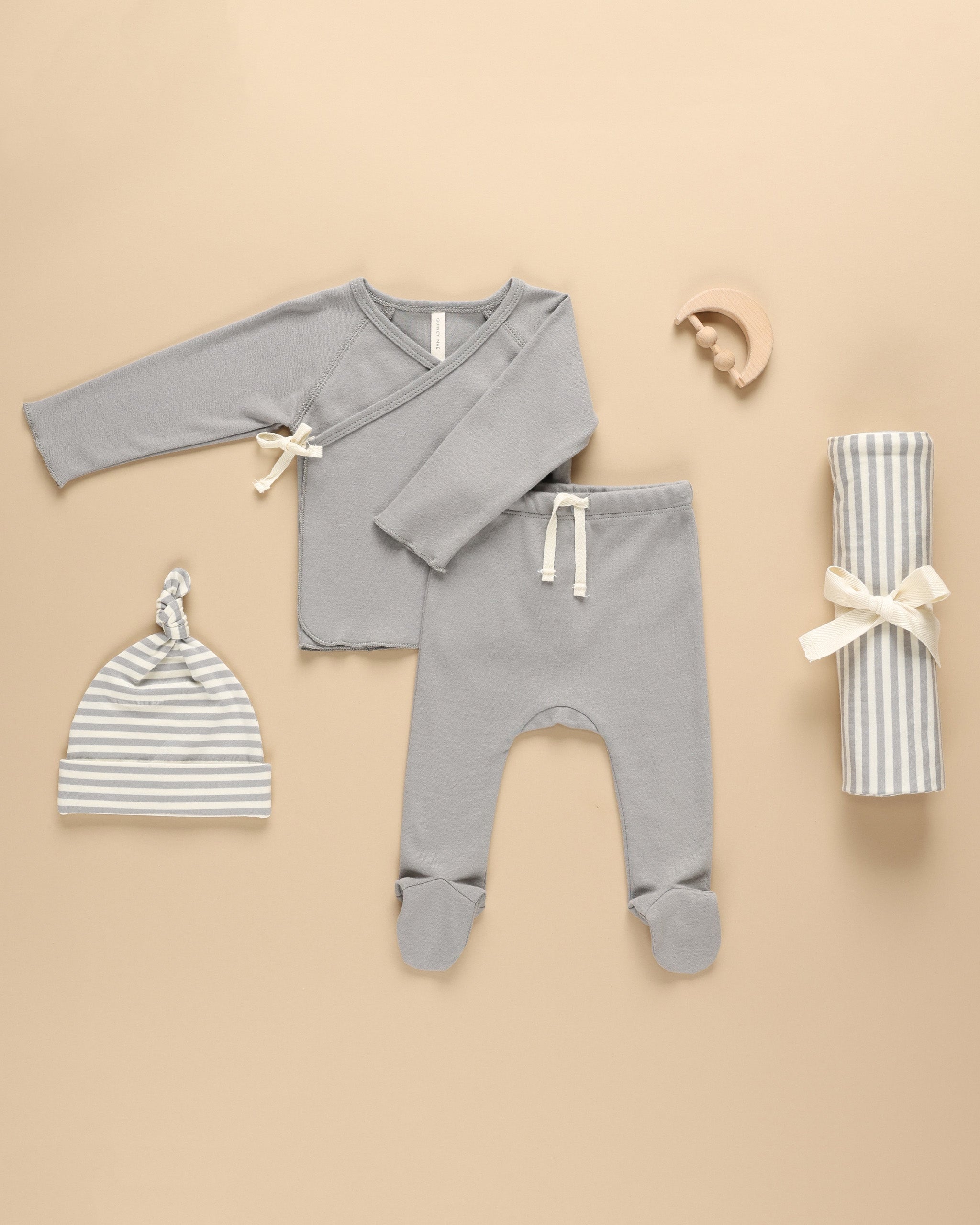 Wrap Top + Footed Pant Set || Dusty Blue - Rylee + Cru | Kids Clothes | Trendy Baby Clothes | Modern Infant Outfits |