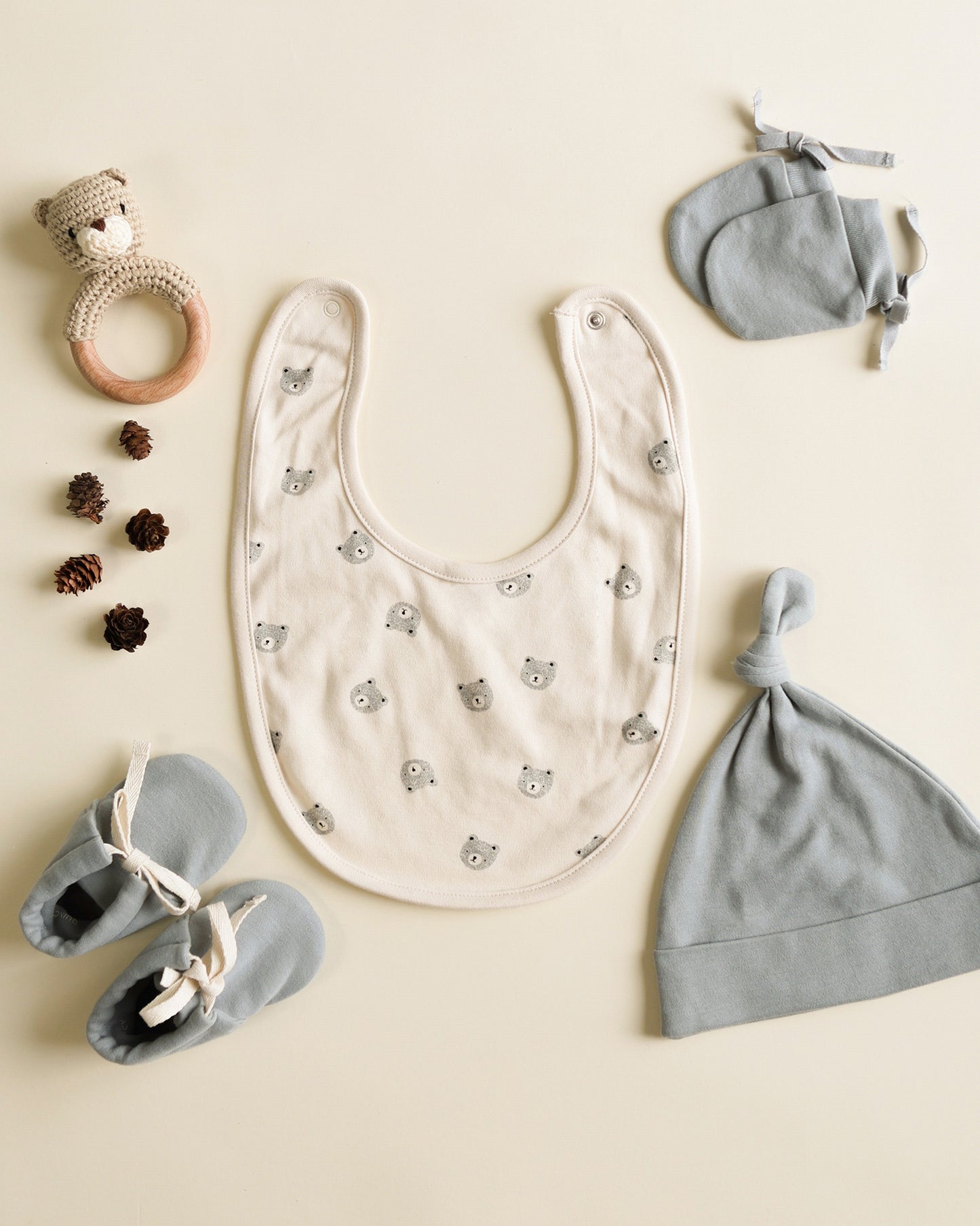 No Scratch Mittens, Set Of 2 || Steel Blue, Natural - Rylee + Cru | Kids Clothes | Trendy Baby Clothes | Modern Infant Outfits |