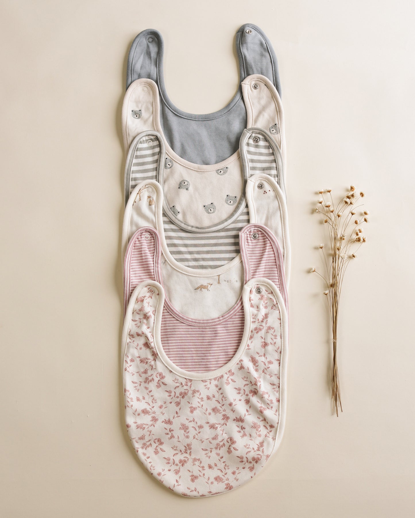 Jersey Snap Bib, 2 Pack || French Garden, Rose Micro Stripe - Rylee + Cru | Kids Clothes | Trendy Baby Clothes | Modern Infant Outfits |