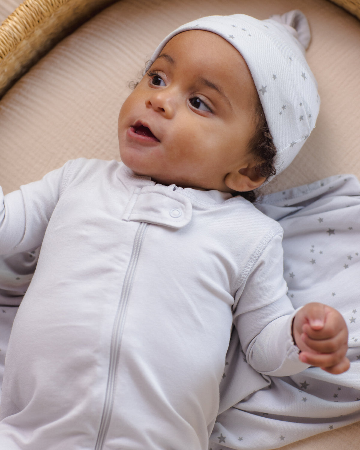 Modal Baby Swaddle Stars Fog - Rylee + Cru | Kids Clothes | Trendy Baby Clothes | Modern Infant Outfits |