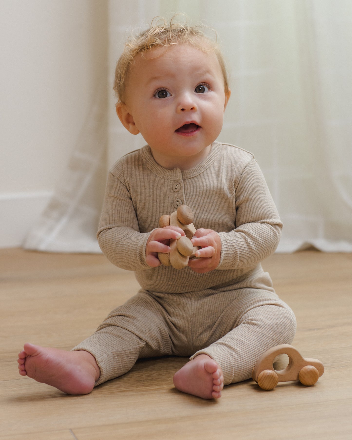 Ribbed Long Sleeve Onesie Taupe - Rylee + Cru | Kids Clothes | Trendy Baby Clothes | Modern Infant Outfits |