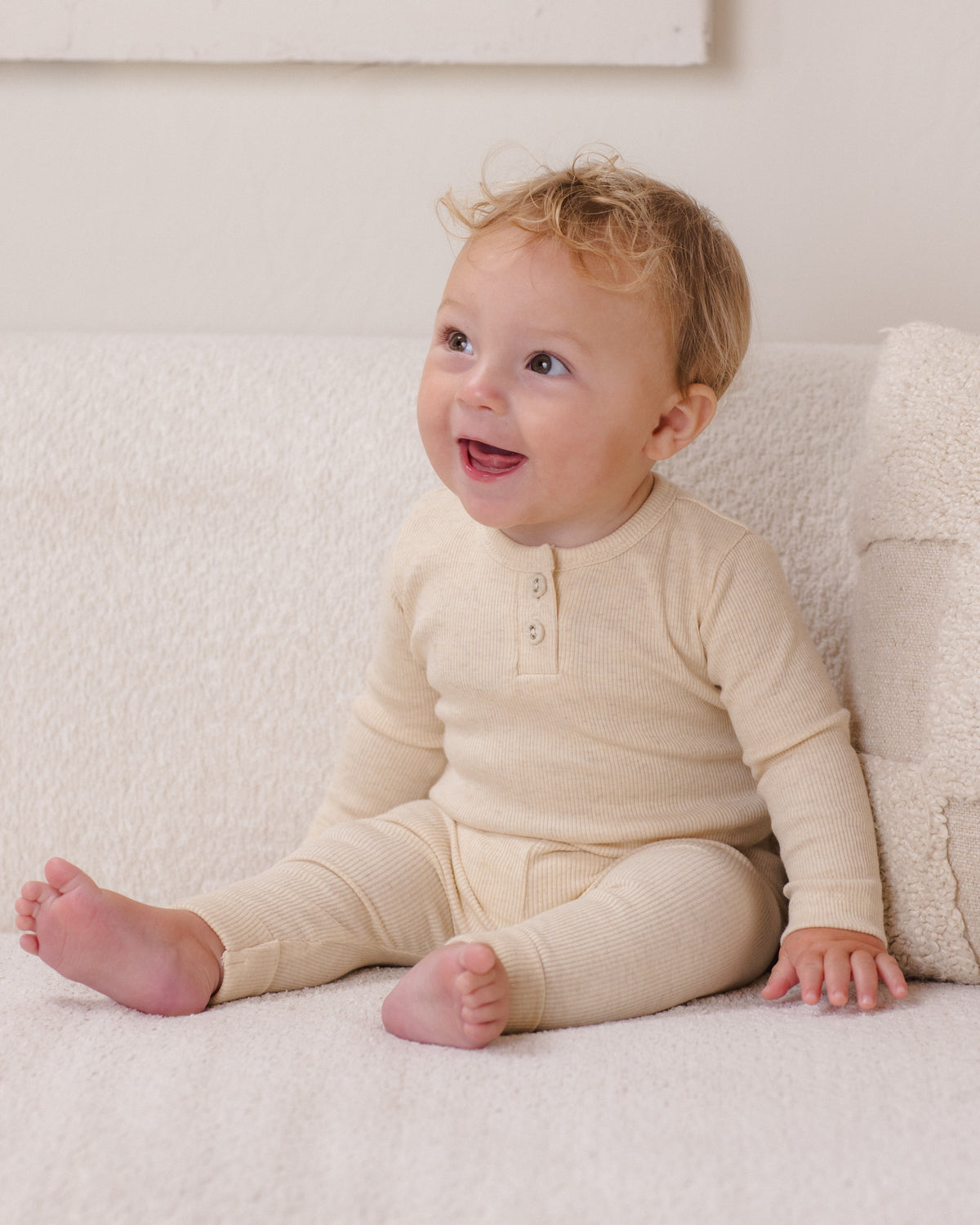 Ribbed Long Sleeve Onesie Oatmeal - Rylee + Cru | Kids Clothes | Trendy Baby Clothes | Modern Infant Outfits |