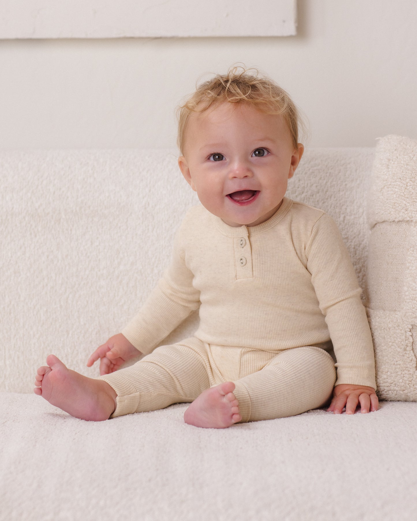 Ribbed Long Sleeve Onesie Oatmeal - Rylee + Cru | Kids Clothes | Trendy Baby Clothes | Modern Infant Outfits |