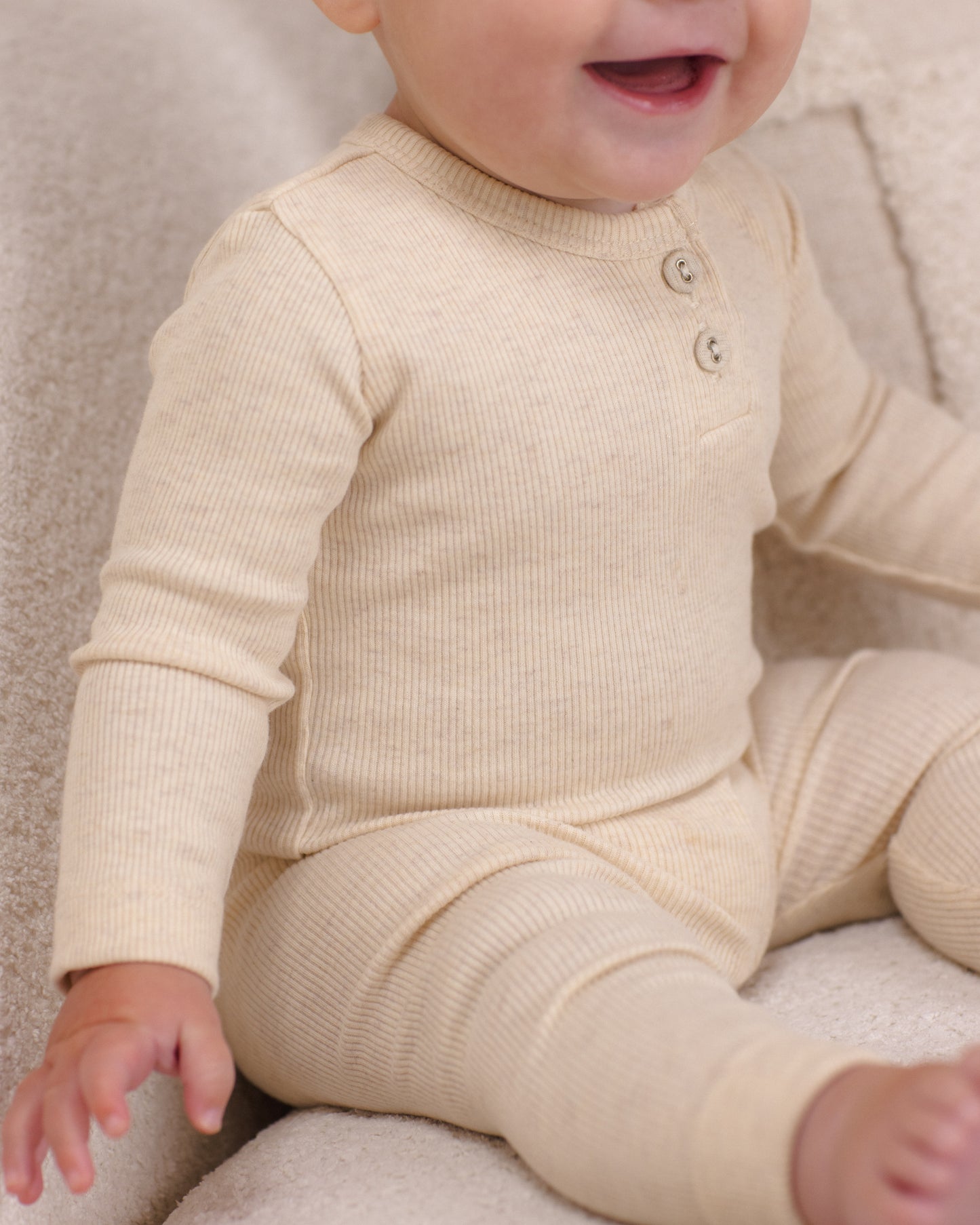 Ribbed Long Sleeve Onesie Oatmeal - Rylee + Cru | Kids Clothes | Trendy Baby Clothes | Modern Infant Outfits |