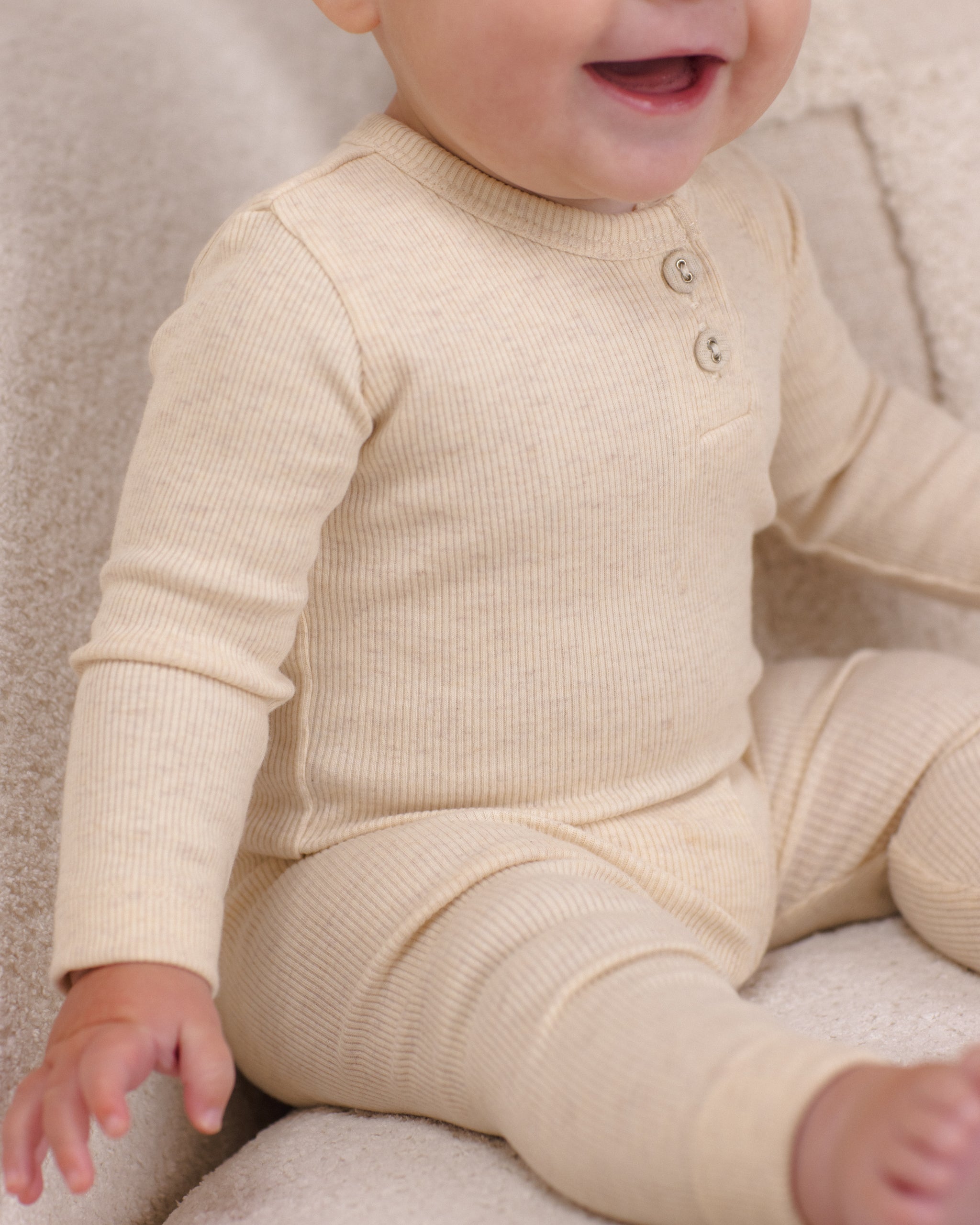 Ribbed Long Sleeve Onesie Oatmeal - Rylee + Cru | Kids Clothes | Trendy Baby Clothes | Modern Infant Outfits |