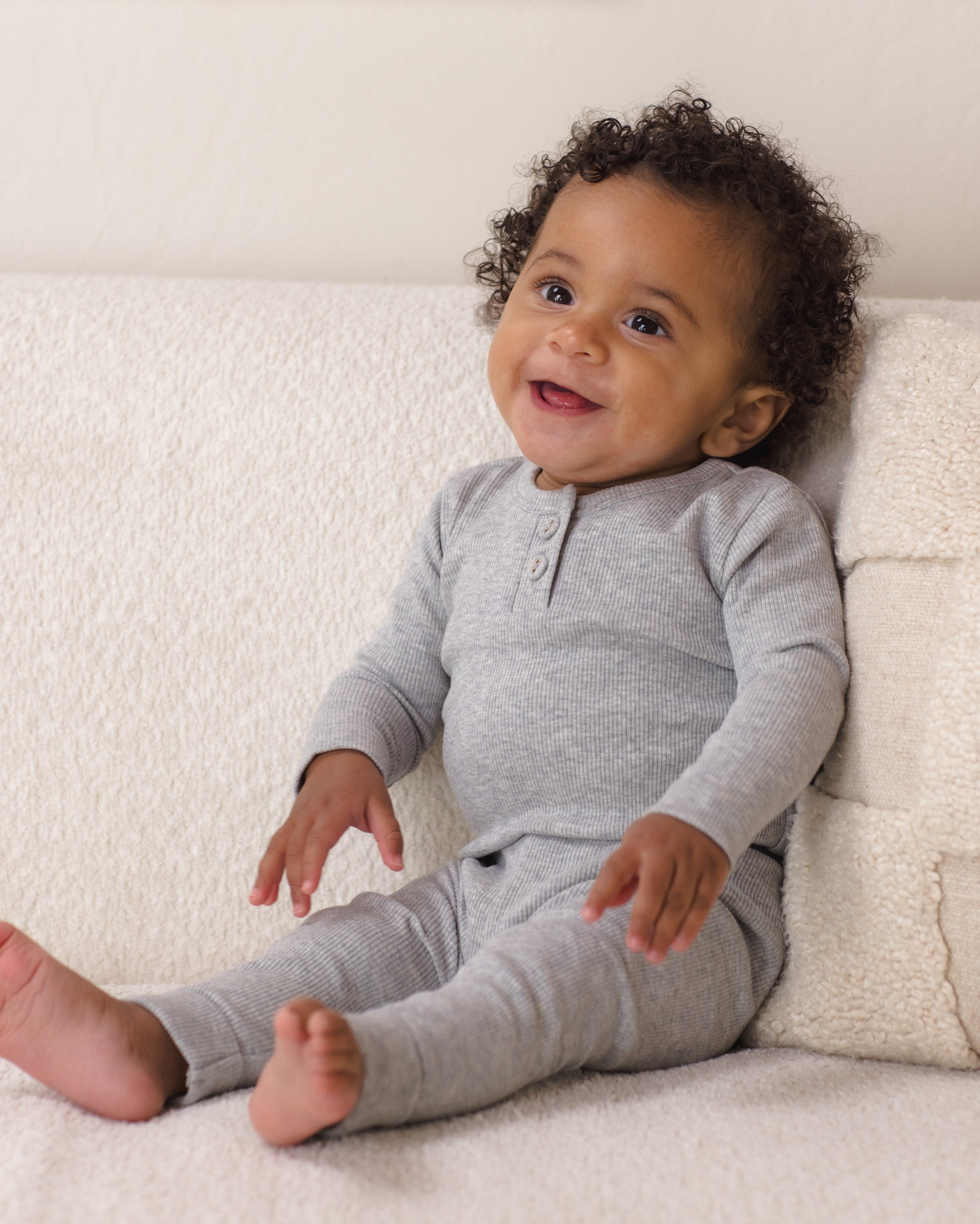 Ribbed Long Sleeve Onesie Dusty Blue - Rylee + Cru | Kids Clothes | Trendy Baby Clothes | Modern Infant Outfits |