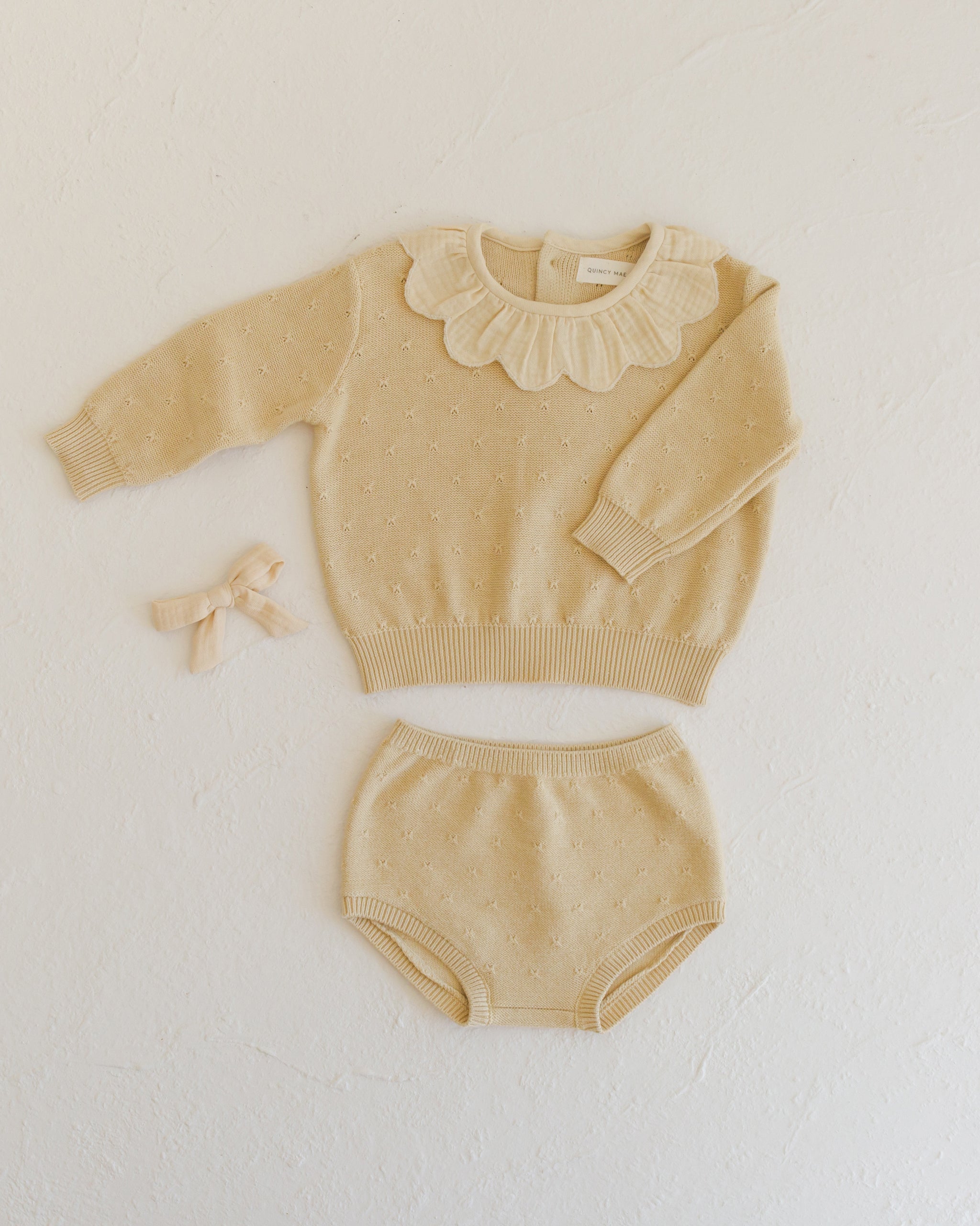 Petal Knit Sweater || Lemon - Rylee + Cru | Kids Clothes | Trendy Baby Clothes | Modern Infant Outfits |