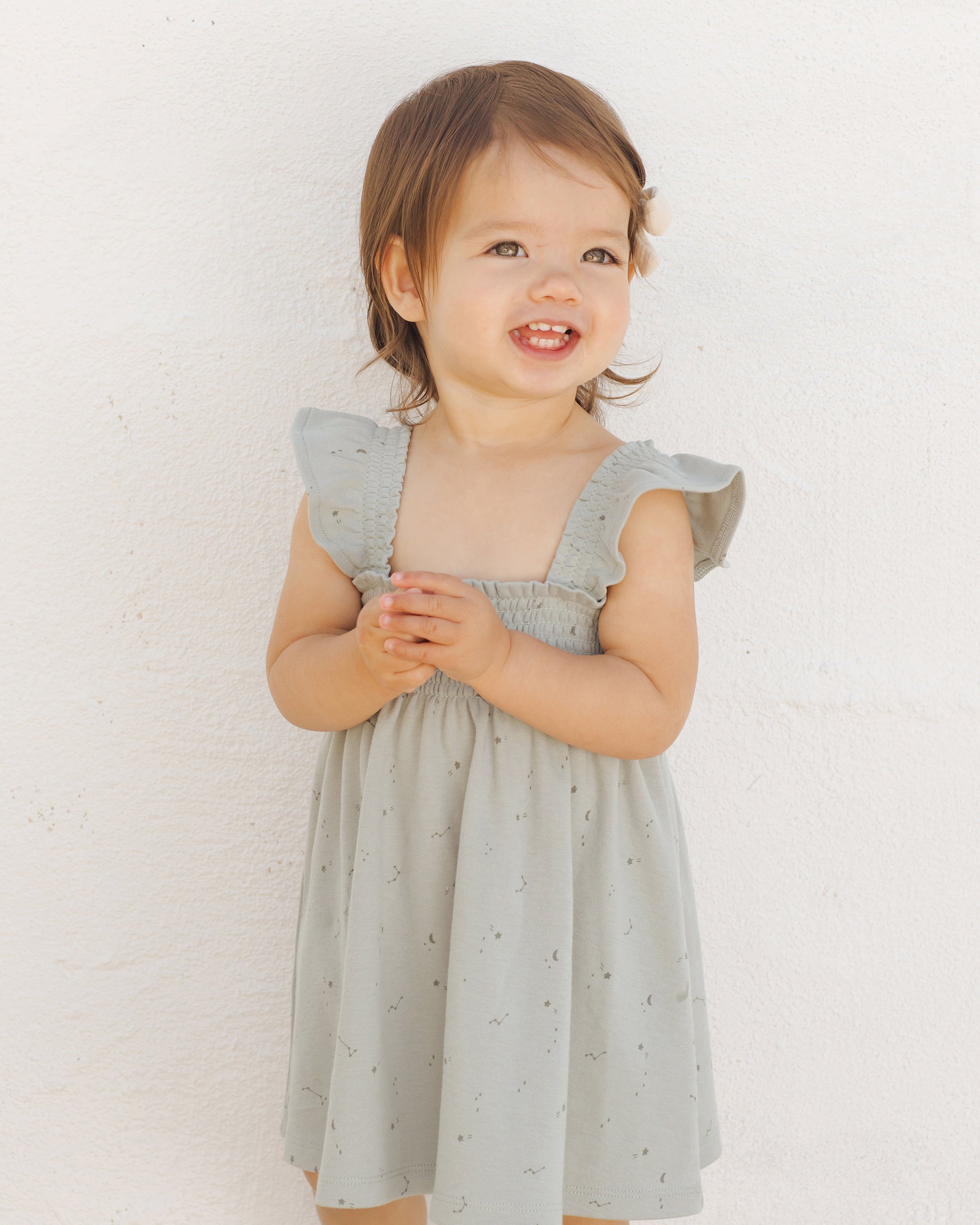 Smocked Jersey Dress || Constellations - Rylee + Cru | Kids Clothes | Trendy Baby Clothes | Modern Infant Outfits |