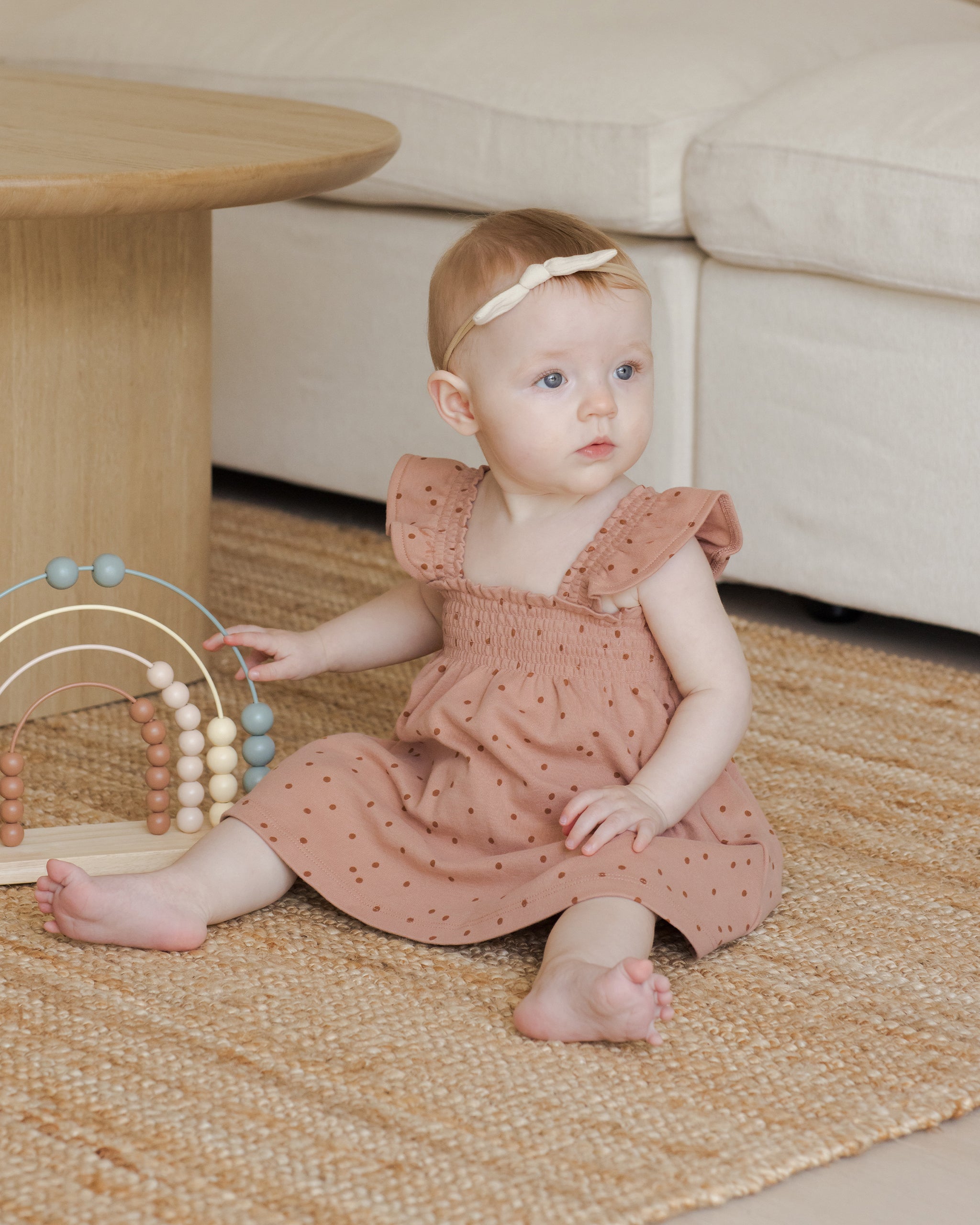 Smocked Jersey Dress || Polka Dot