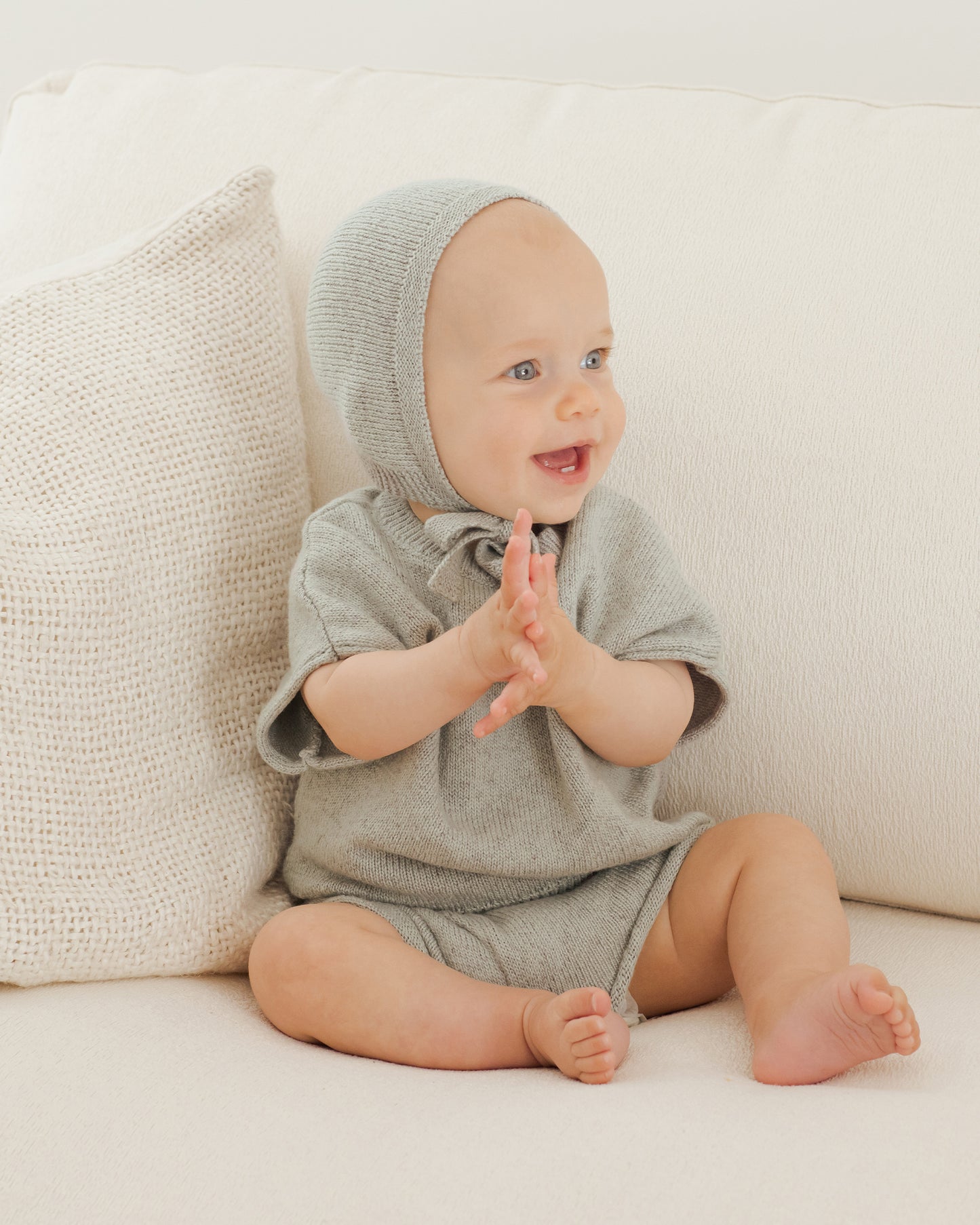 Relaxed Summer Knit Set || Heathered Sky - Rylee + Cru | Kids Clothes | Trendy Baby Clothes | Modern Infant Outfits |