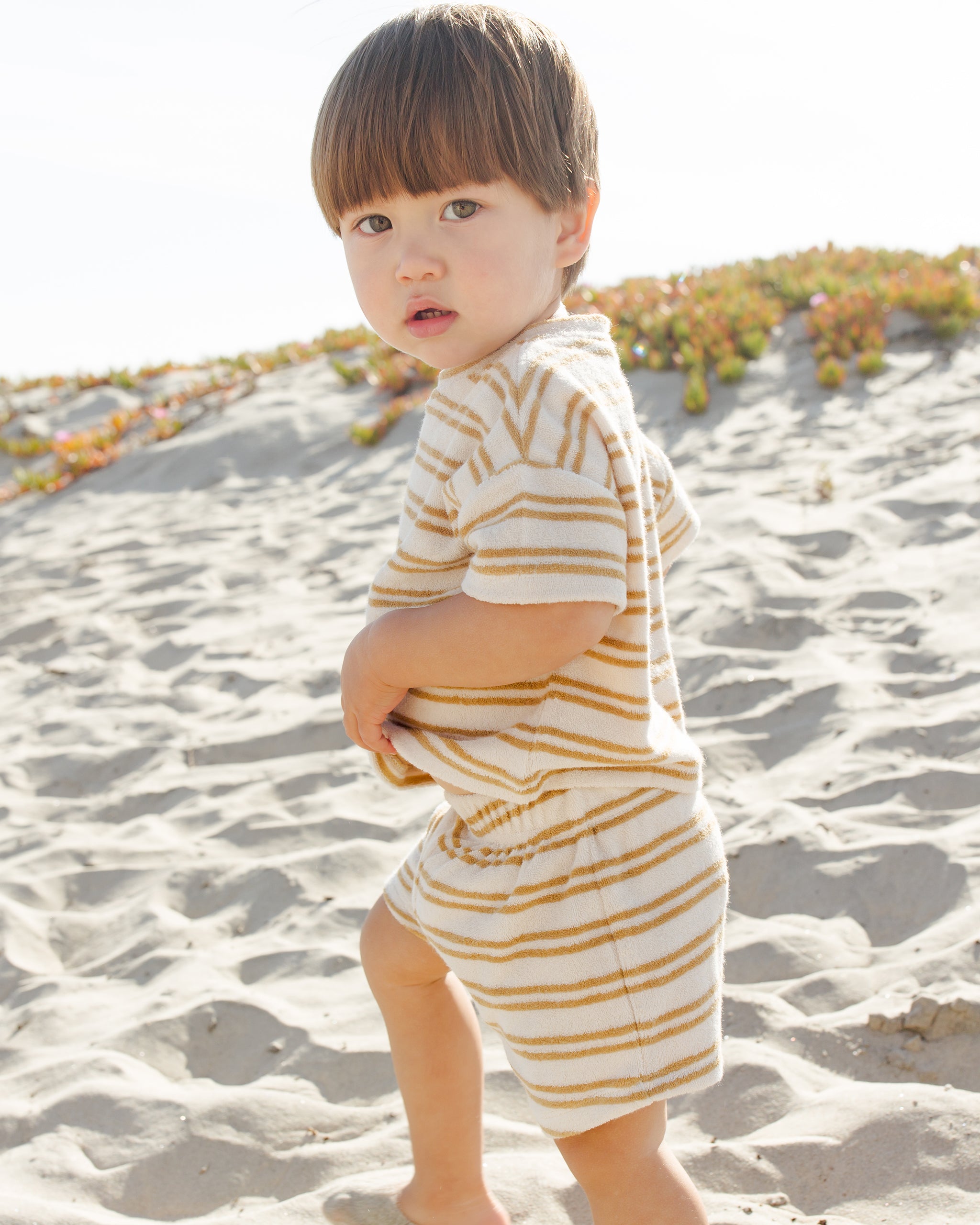 Terry Tee + Shorts Set || Honey Stripe - Rylee + Cru | Kids Clothes | Trendy Baby Clothes | Modern Infant Outfits |