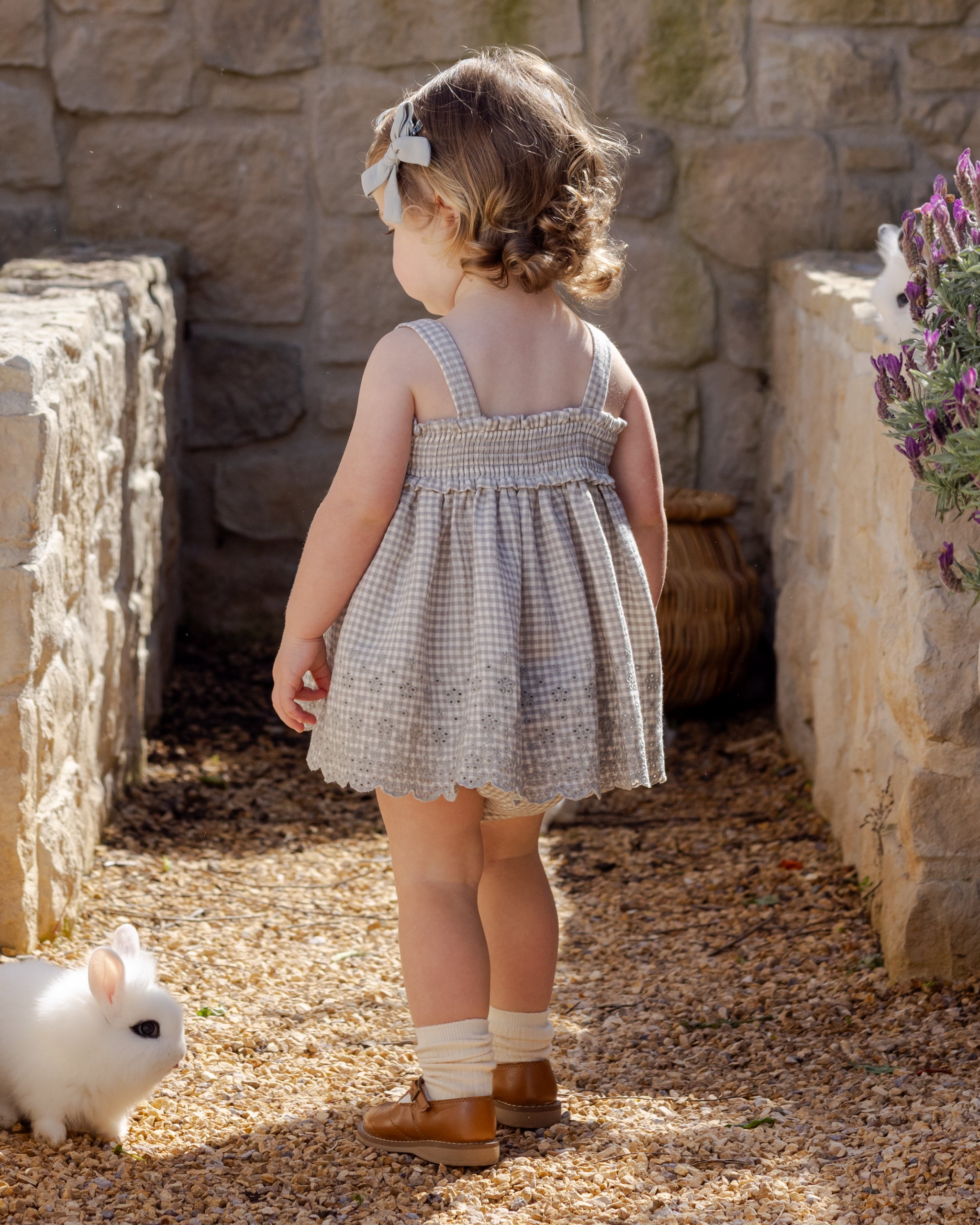 Mae Smocked Top + Bloomer Set Sage Gingham - Rylee + Cru | Kids Clothes | Trendy Baby Clothes | Modern Infant Outfits |