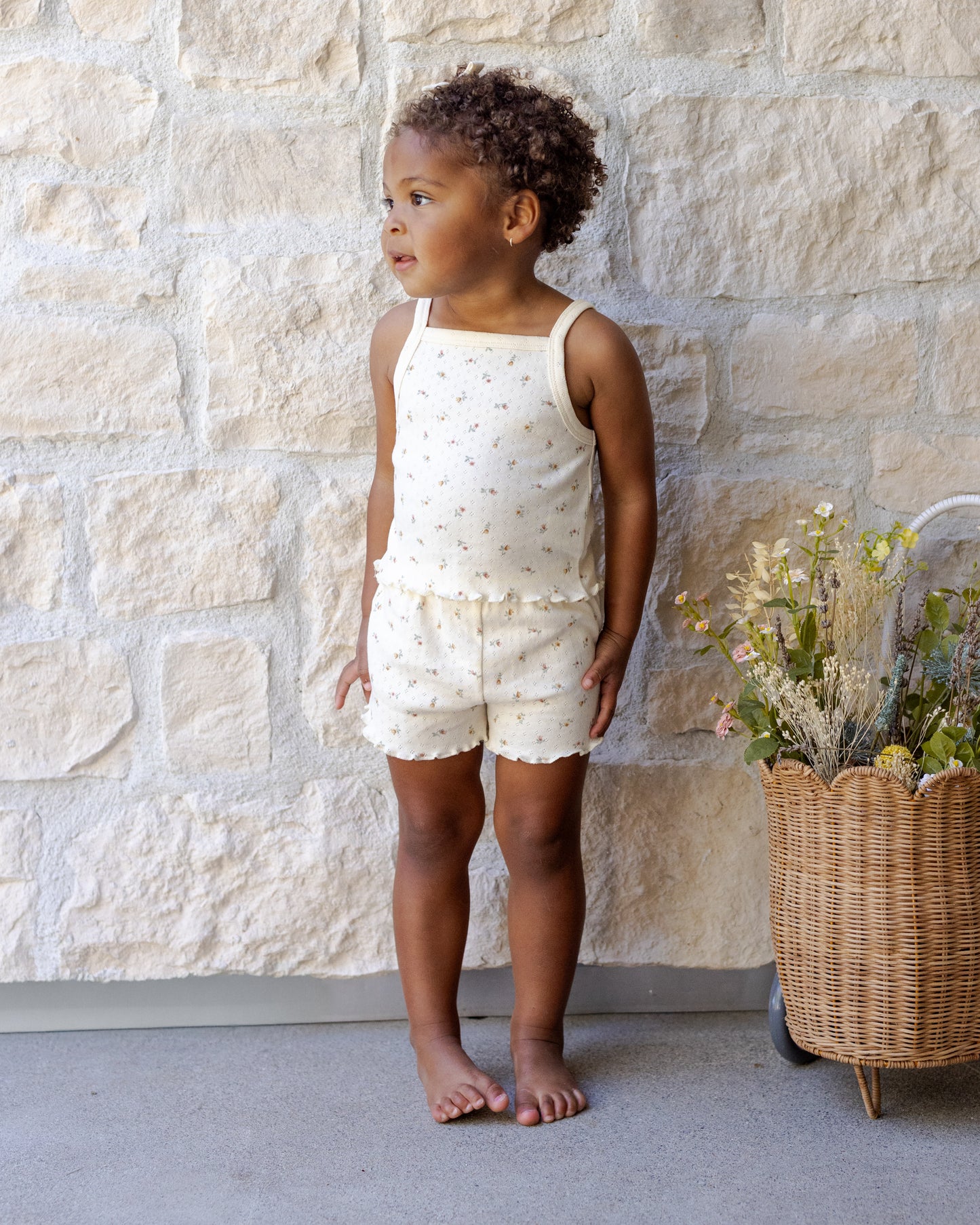 Pointelle Tank + Shortie Set Petit Fleur - Rylee + Cru | Kids Clothes | Trendy Baby Clothes | Modern Infant Outfits |
