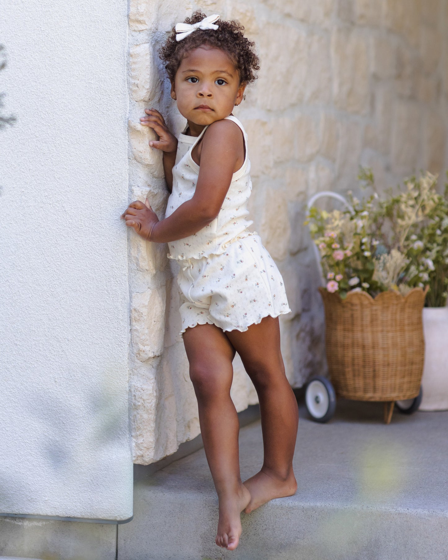 Pointelle Tank + Shortie Set Petit Fleur - Rylee + Cru | Kids Clothes | Trendy Baby Clothes | Modern Infant Outfits |