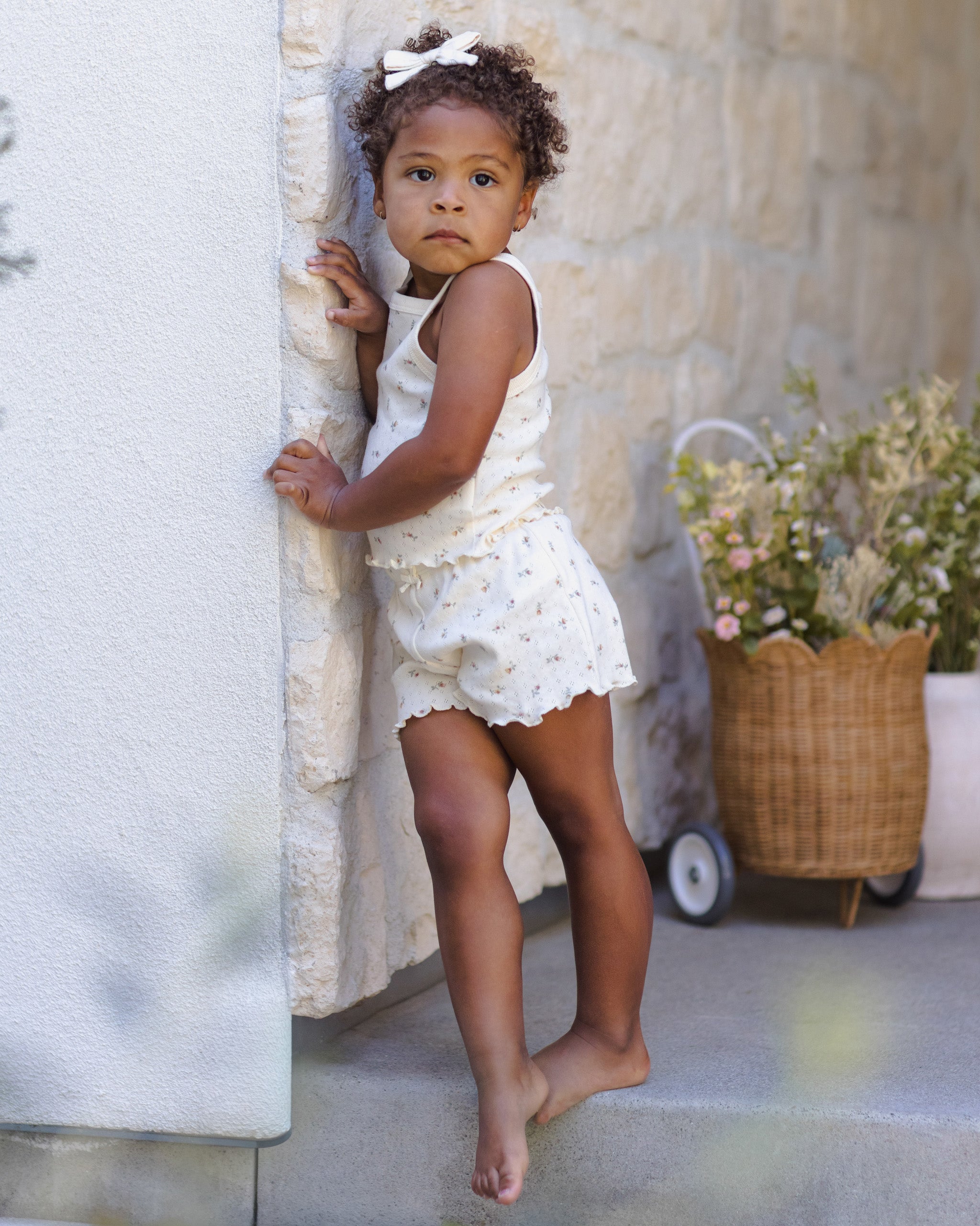 Pointelle Tank + Shortie Set Petit Fleur - Rylee + Cru | Kids Clothes | Trendy Baby Clothes | Modern Infant Outfits |