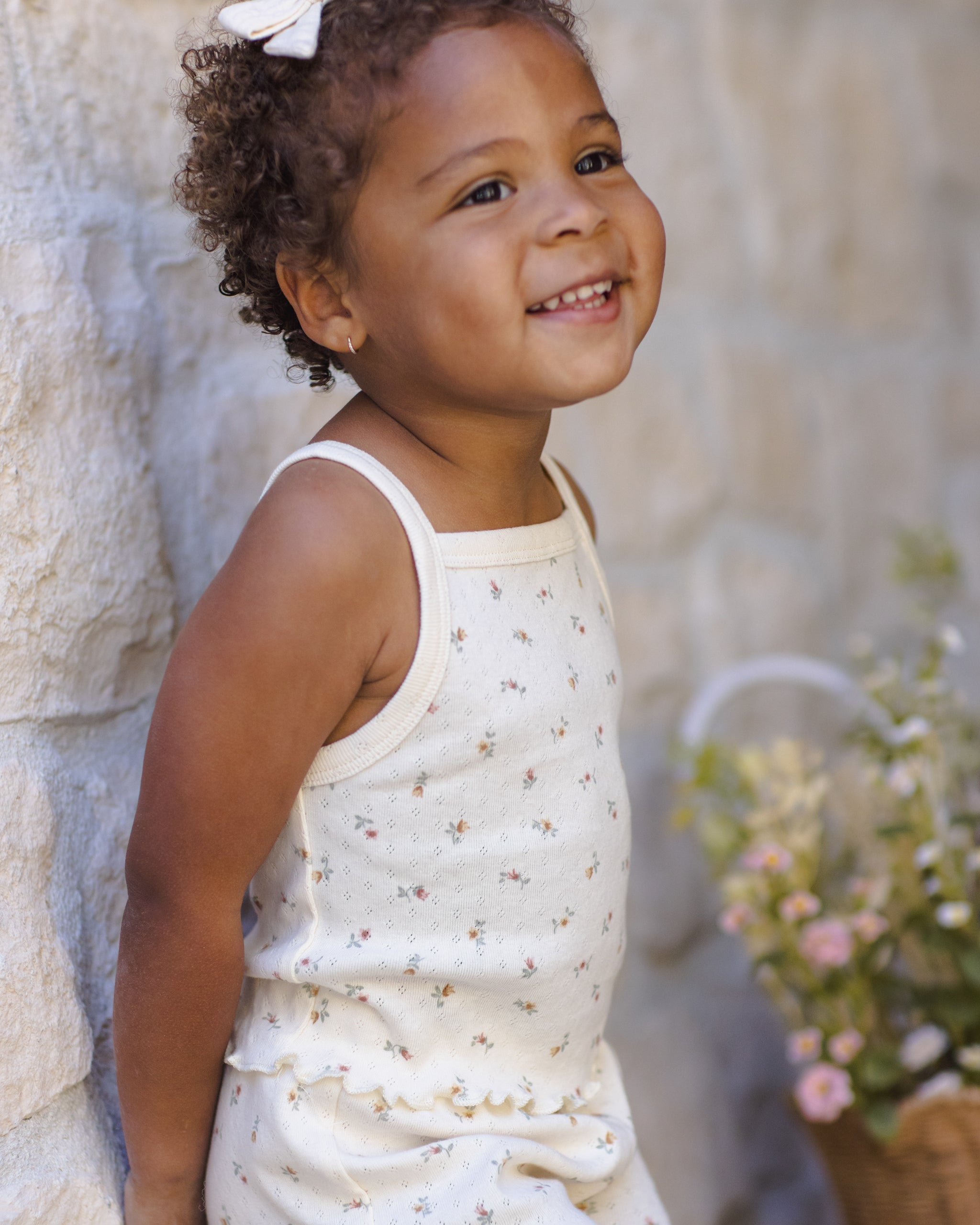 Pointelle Tank + Shortie Set Petit Fleur - Rylee + Cru | Kids Clothes | Trendy Baby Clothes | Modern Infant Outfits |