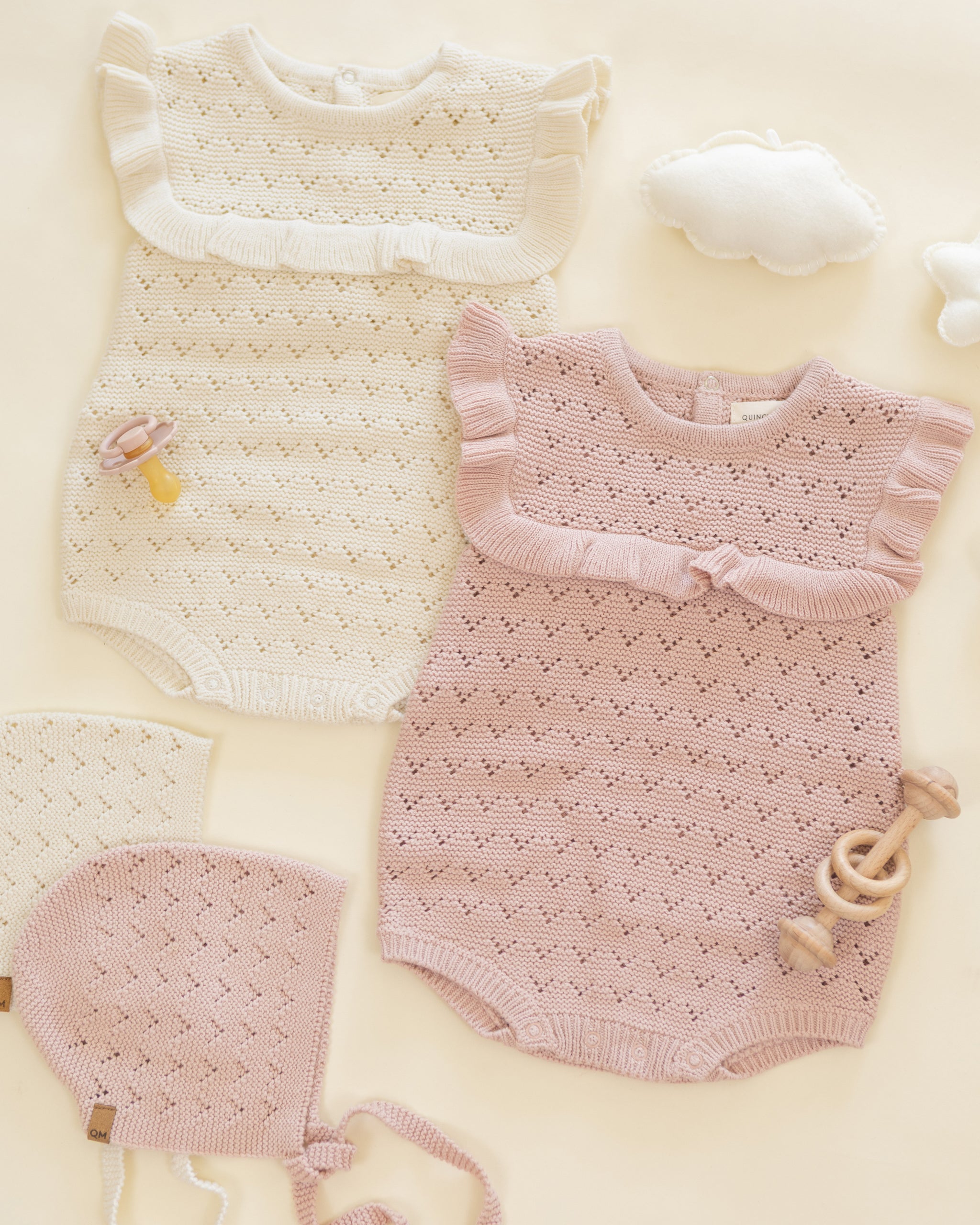 Pointelle Ruffle Romper Natural - Rylee + Cru | Kids Clothes | Trendy Baby Clothes | Modern Infant Outfits |