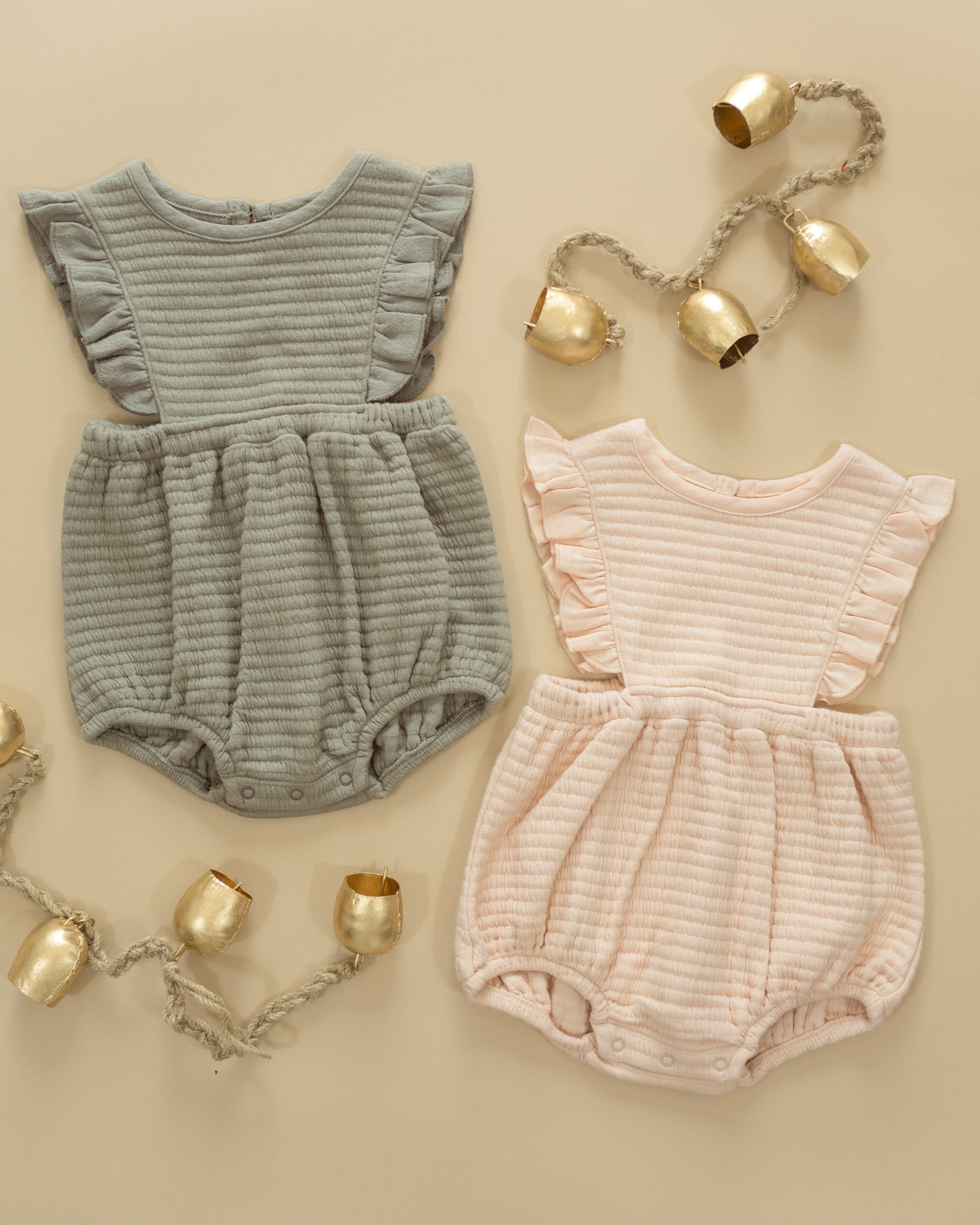 Ruffle Bubble Romper || Antique - Rylee + Cru | Kids Clothes | Trendy Baby Clothes | Modern Infant Outfits |