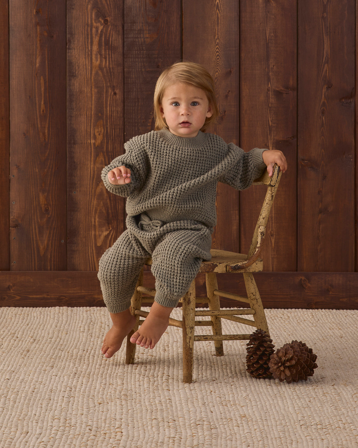 Chunky Knit Sweater Spruce - Rylee + Cru | Kids Clothes | Trendy Baby Clothes | Modern Infant Outfits |