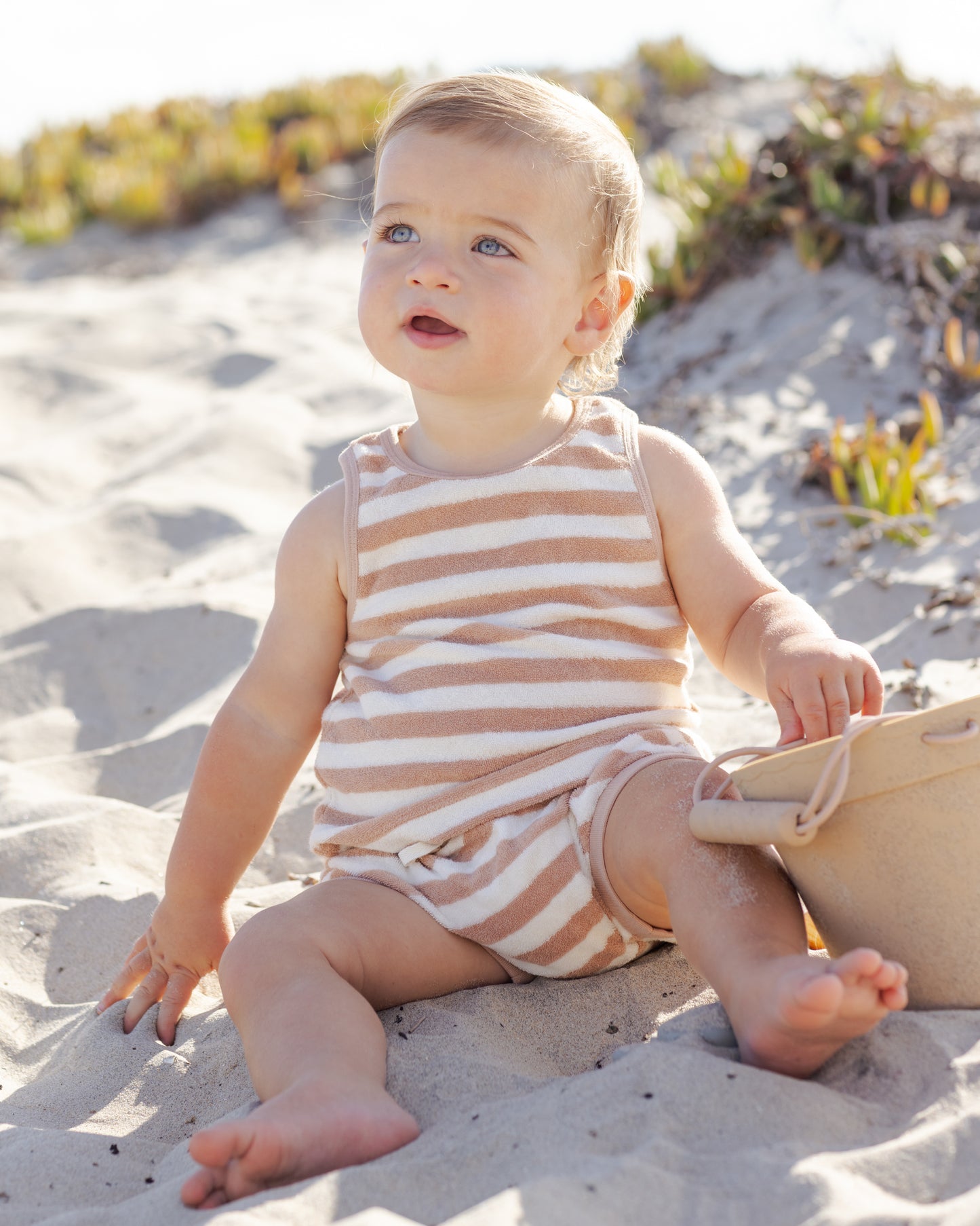 Terry Tank + Short Set Latte Stripe - Rylee + Cru | Kids Clothes | Trendy Baby Clothes | Modern Infant Outfits |