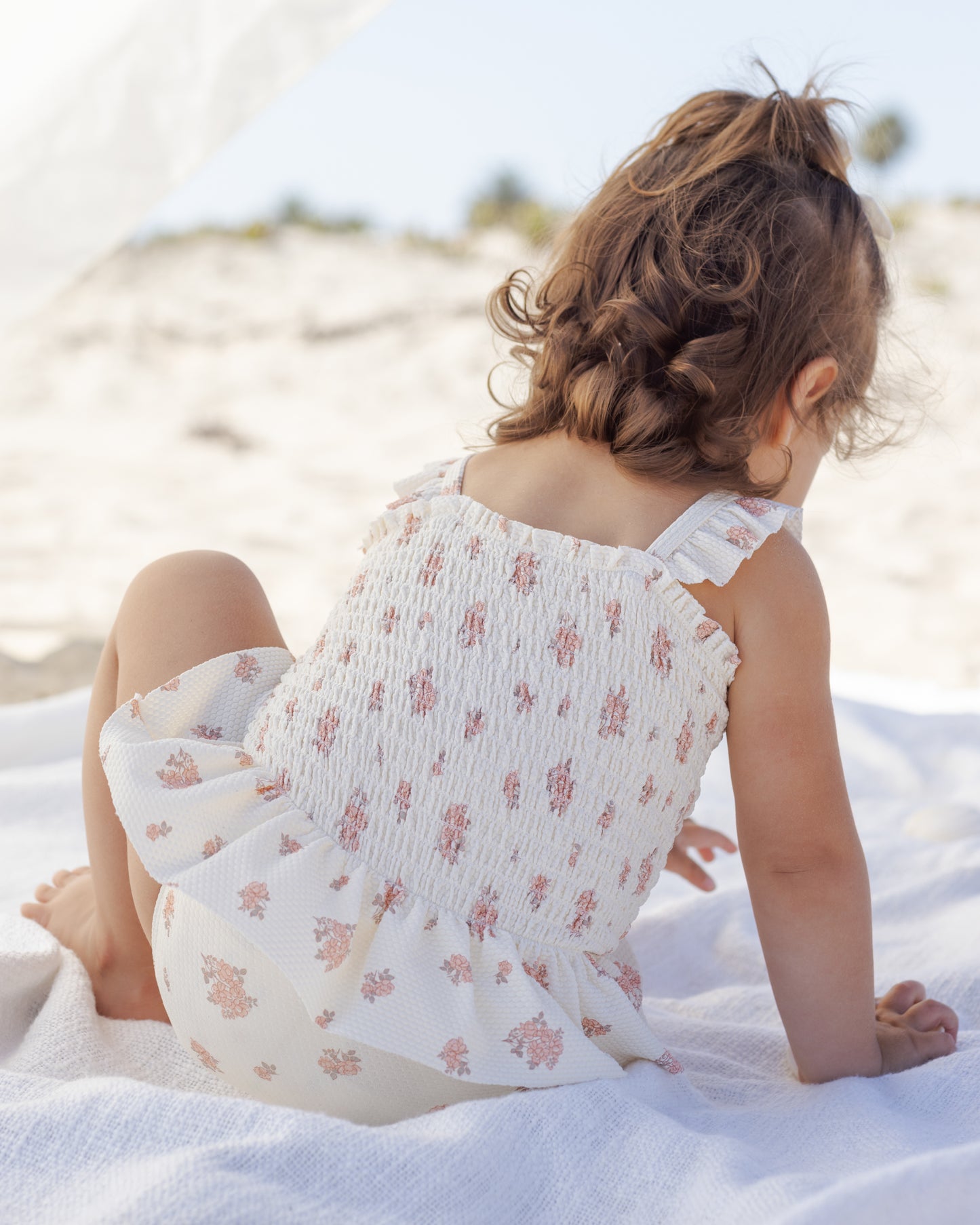 Smocked One-Piece Swimsuit Garden Rose - Rylee + Cru | Kids Clothes | Trendy Baby Clothes | Modern Infant Outfits |