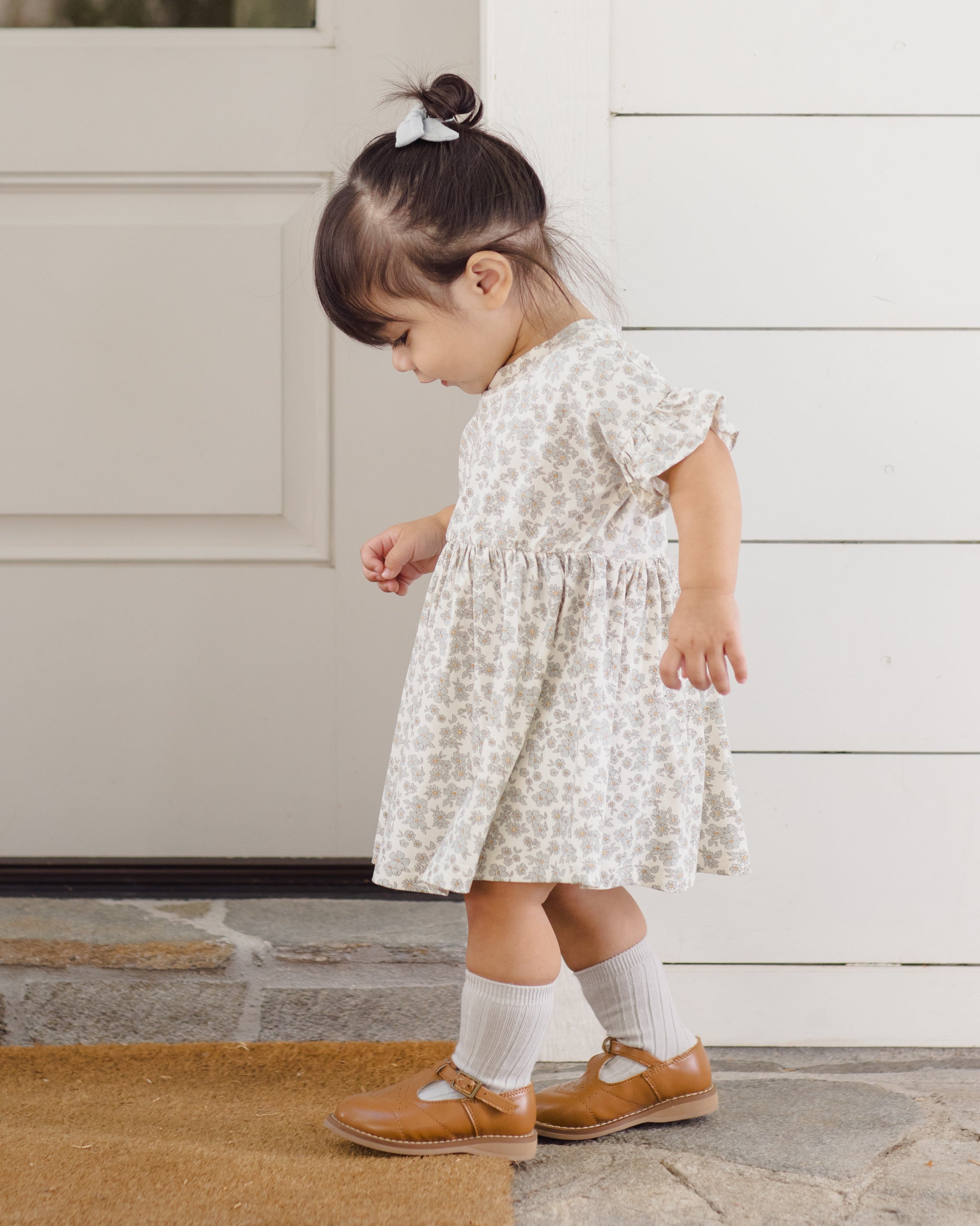 Bamboo Babydoll Dress Blue Floral – Quincy Mae Bamboo Babydoll Dress Blue Floral – Quincy Mae
