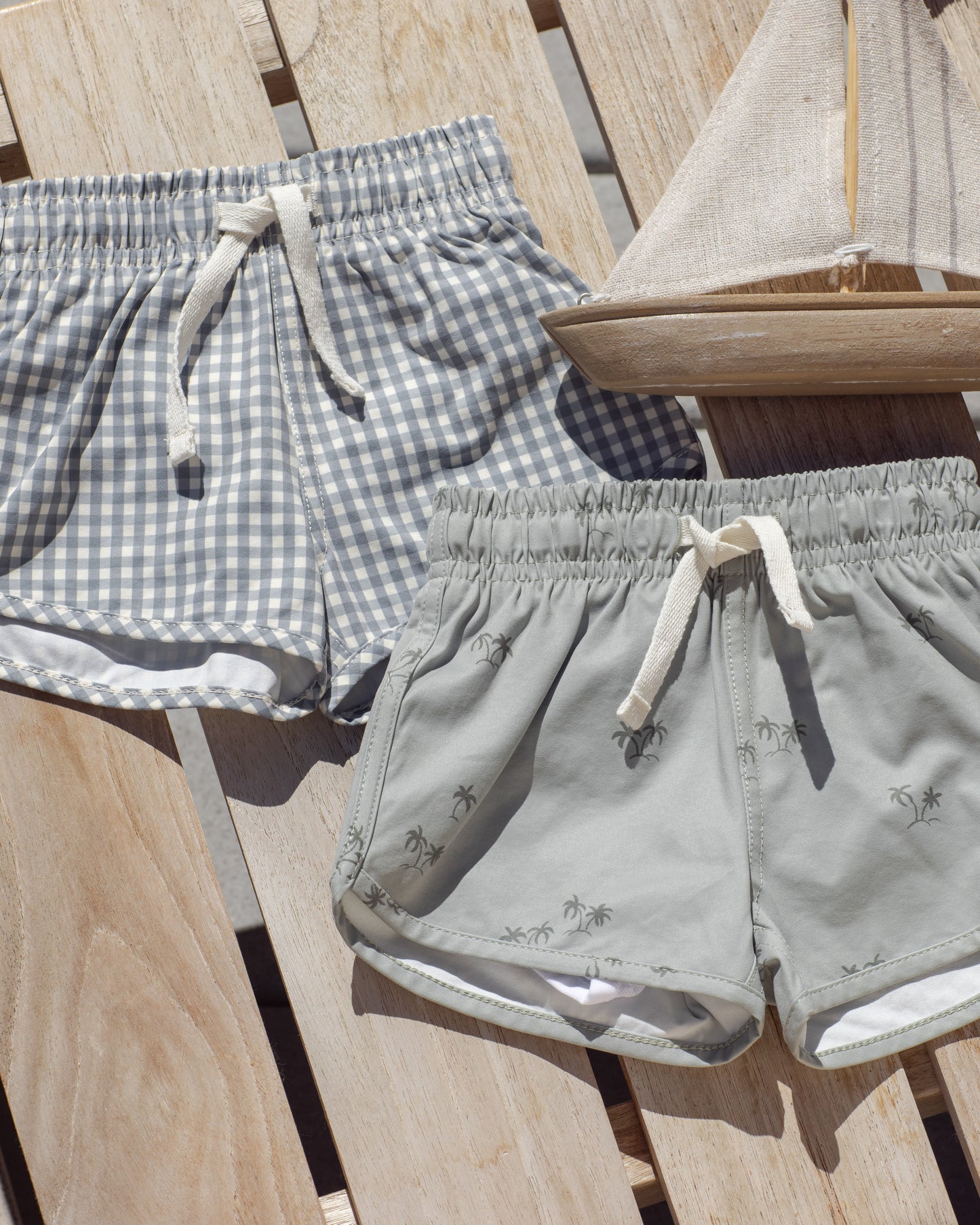 Boys Swim Short Ocean Gingham - Rylee + Cru | Kids Clothes | Trendy Baby Clothes | Modern Infant Outfits |